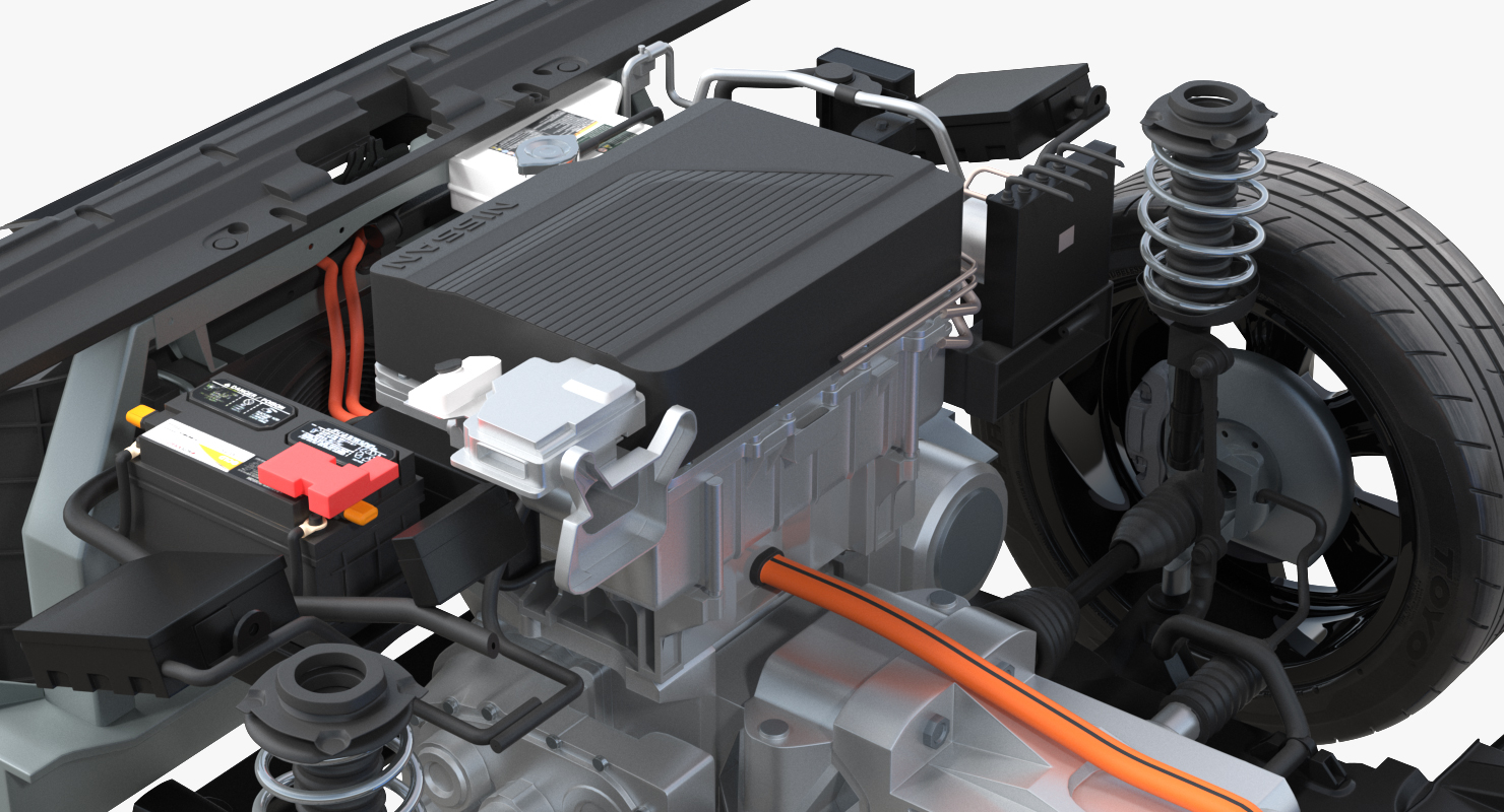 3D model Nissan Leaf Engine and Chassis