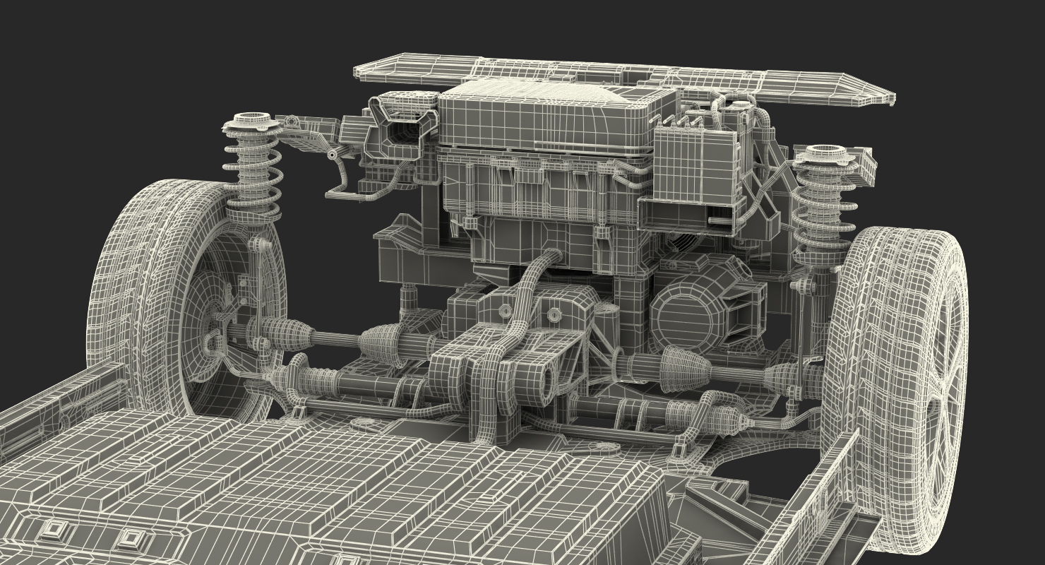 3D model Nissan Leaf Engine and Chassis