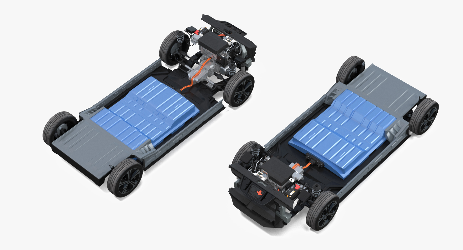 3D model Nissan Leaf Engine and Chassis