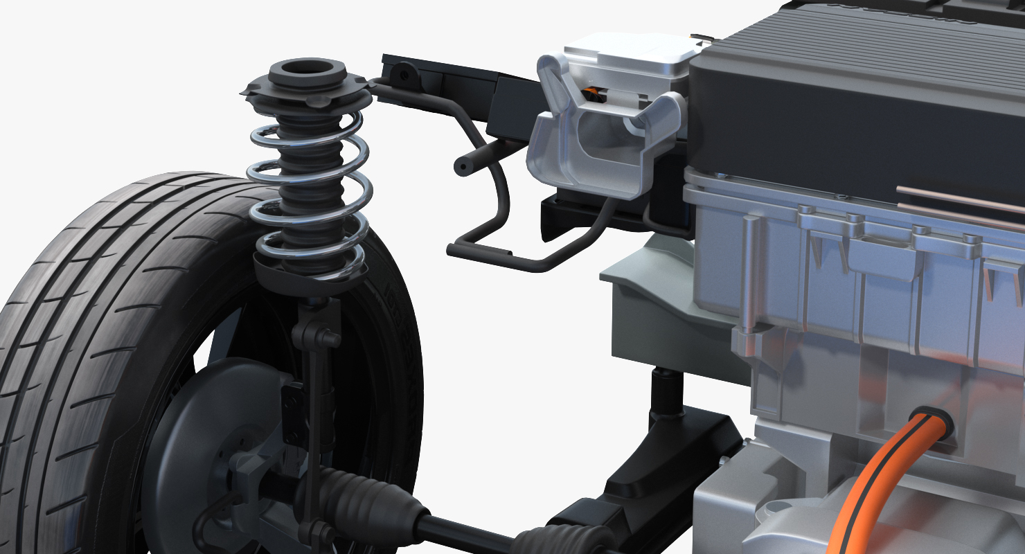 3D model Nissan Leaf Engine and Chassis