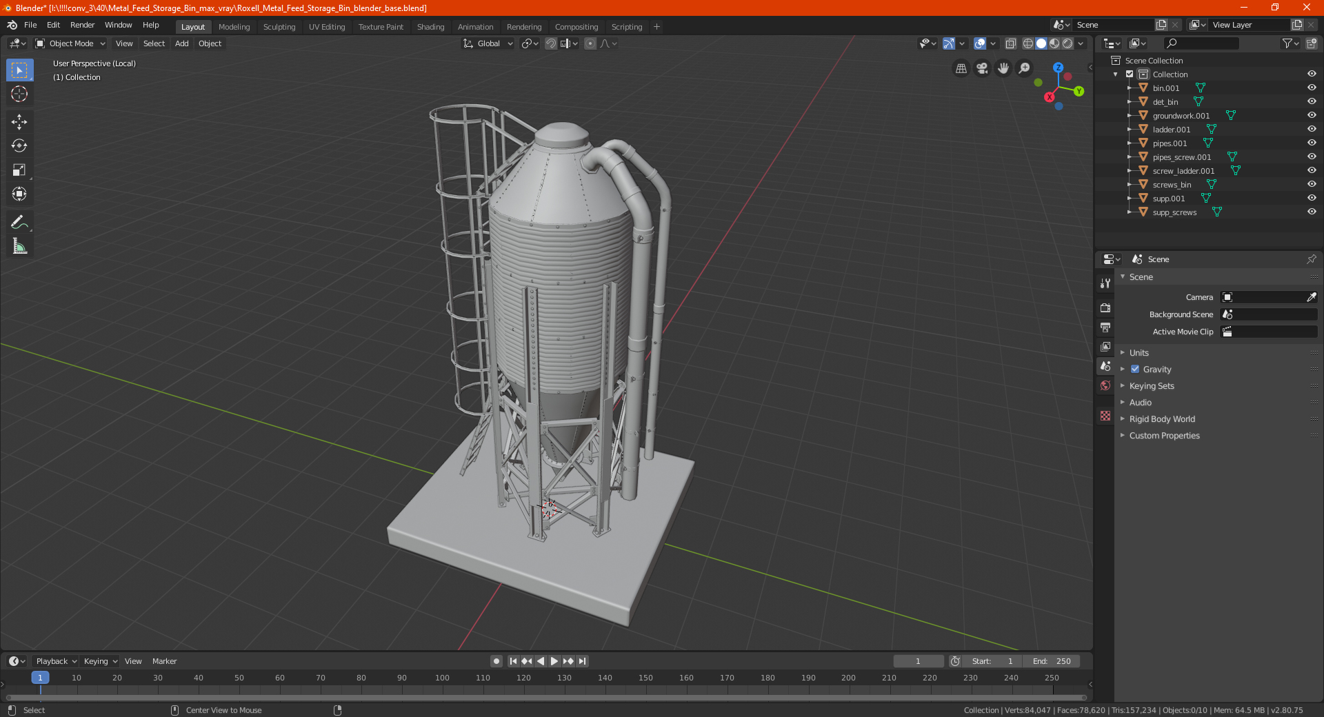 Metal Feed Storage Bin 3D