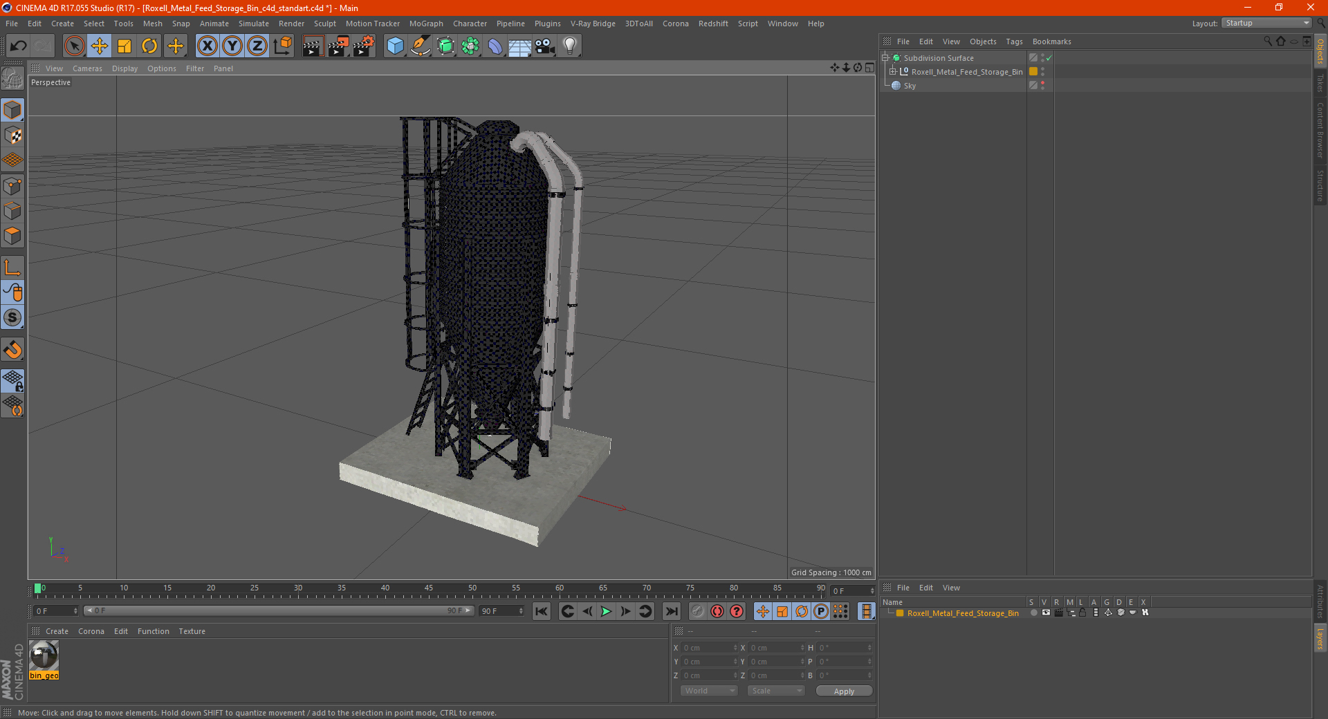 Metal Feed Storage Bin 3D