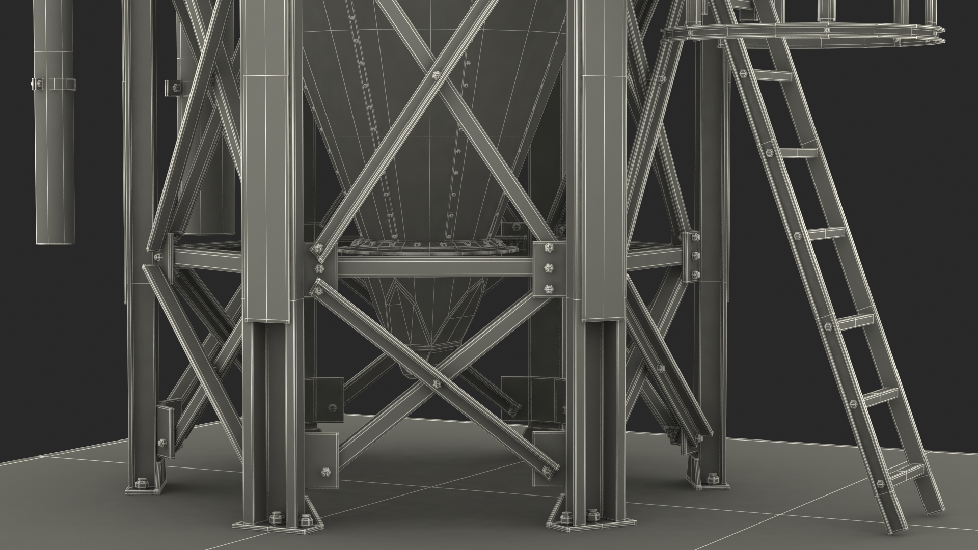 Metal Feed Storage Bin 3D