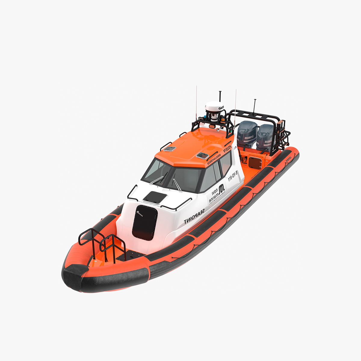 3D model Waverider 1060 GRP Cabin Gemini Marin Orange Rigged for Maya