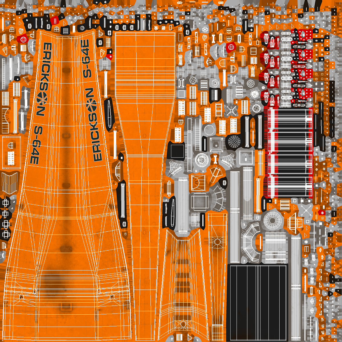 3D Sikorsky S-64 Skycrane Heavy-Lift Helicopter Orange