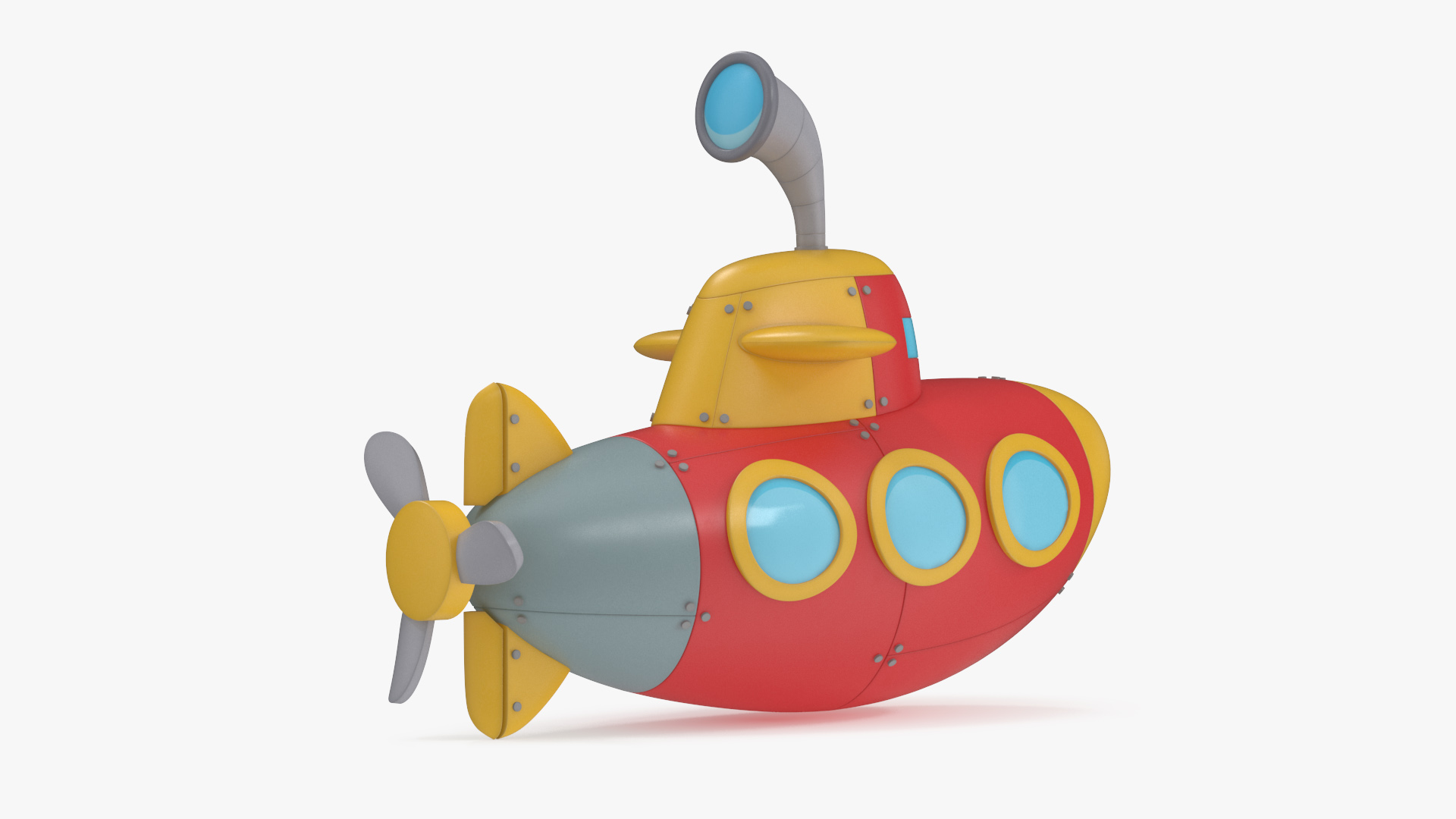 Stylized Submarine Red Rigged 3D model