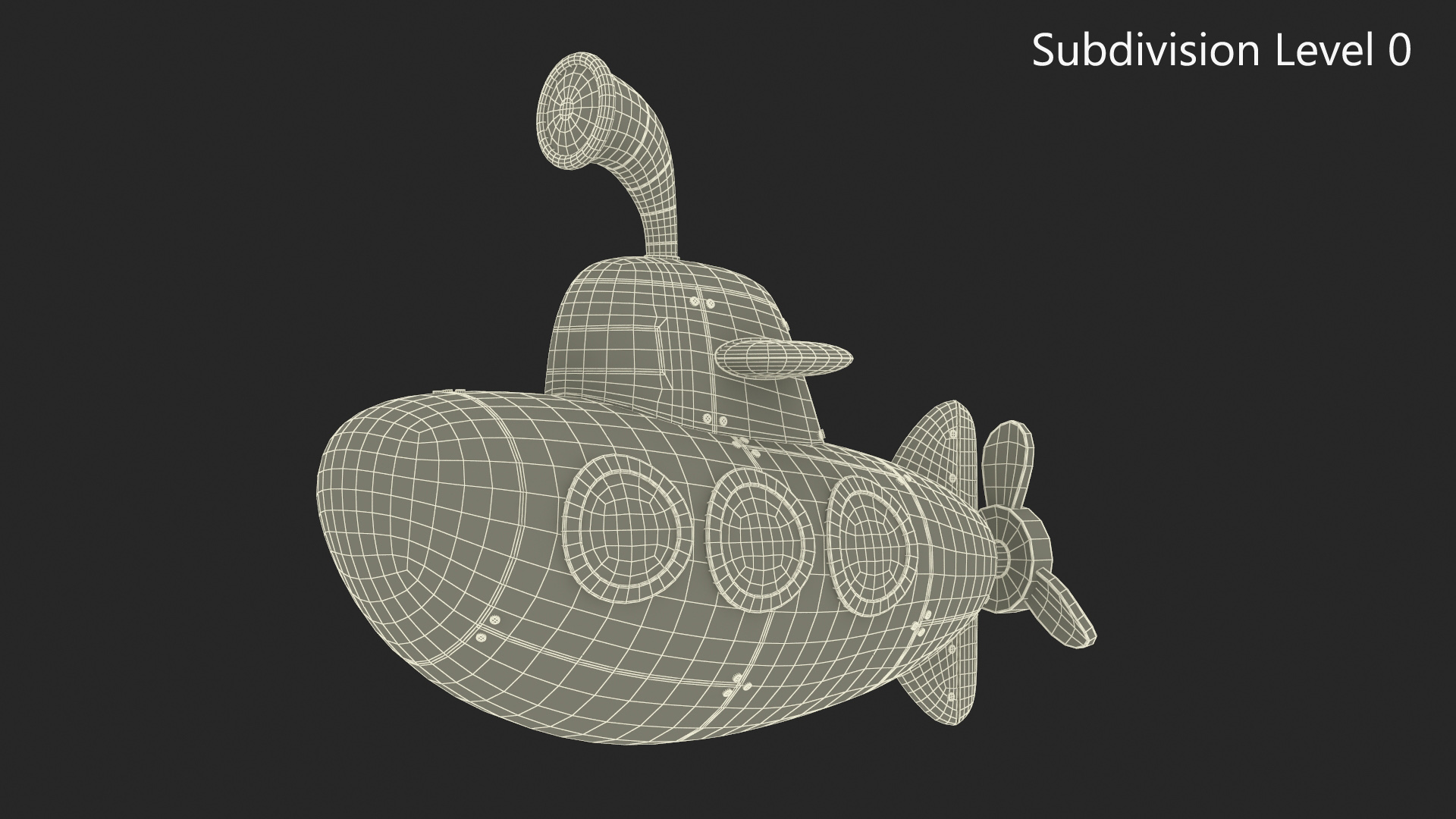 Stylized Submarine Red Rigged 3D model