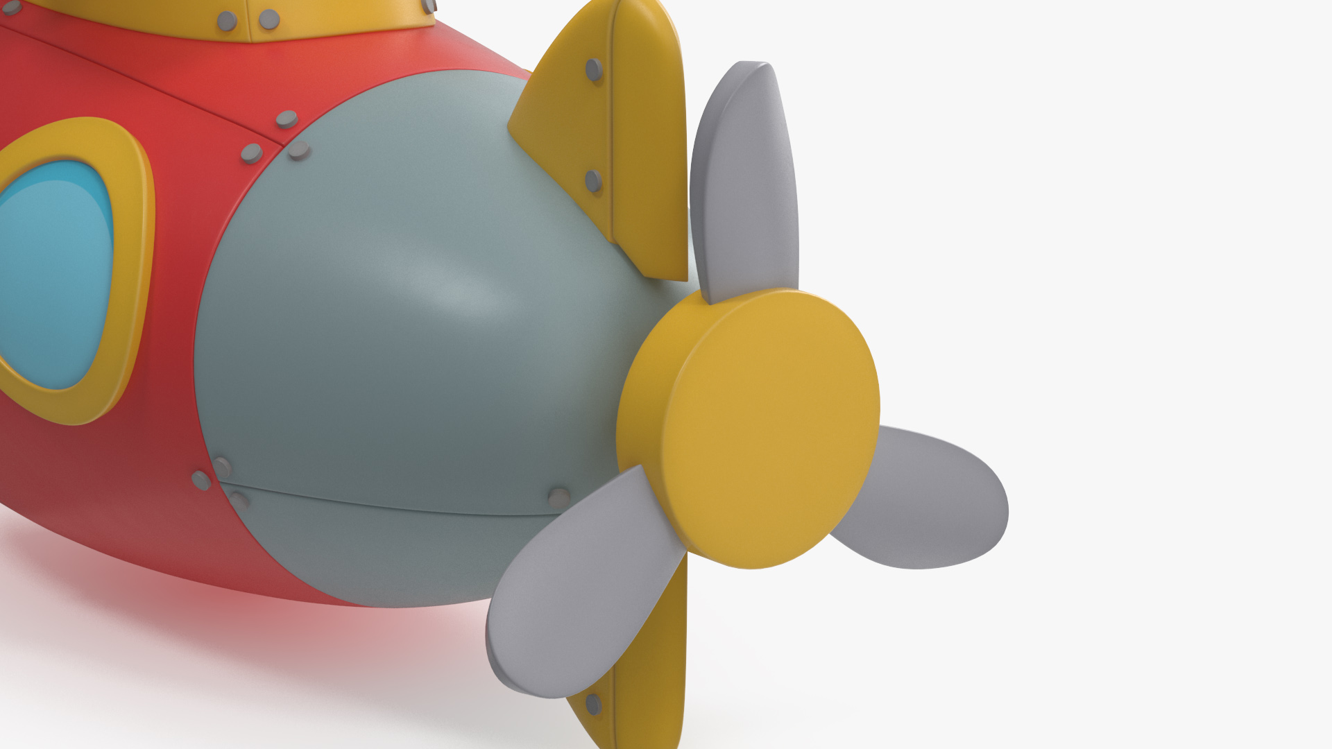 Stylized Submarine Red Rigged 3D model