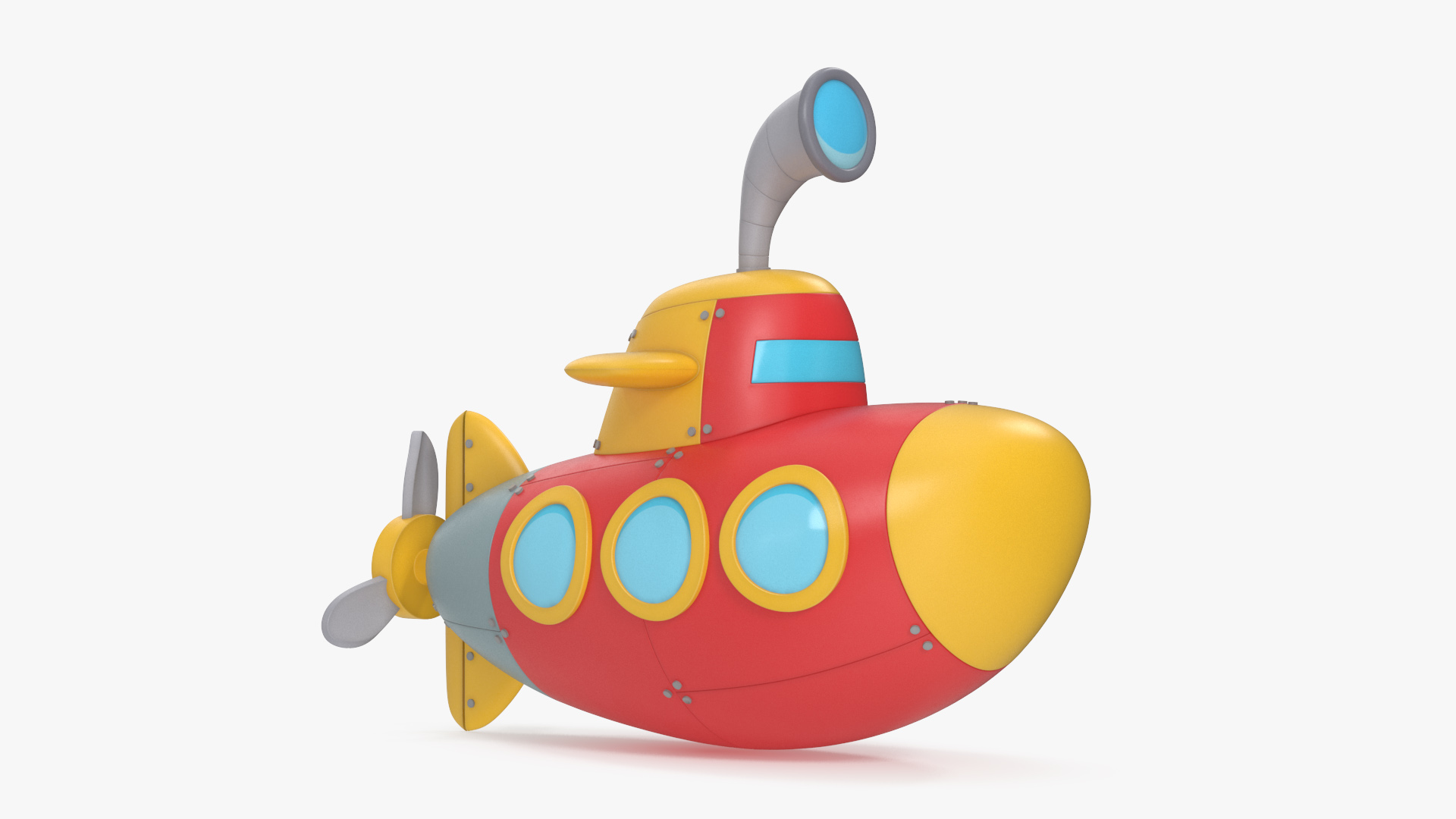 Stylized Submarine Red Rigged 3D model