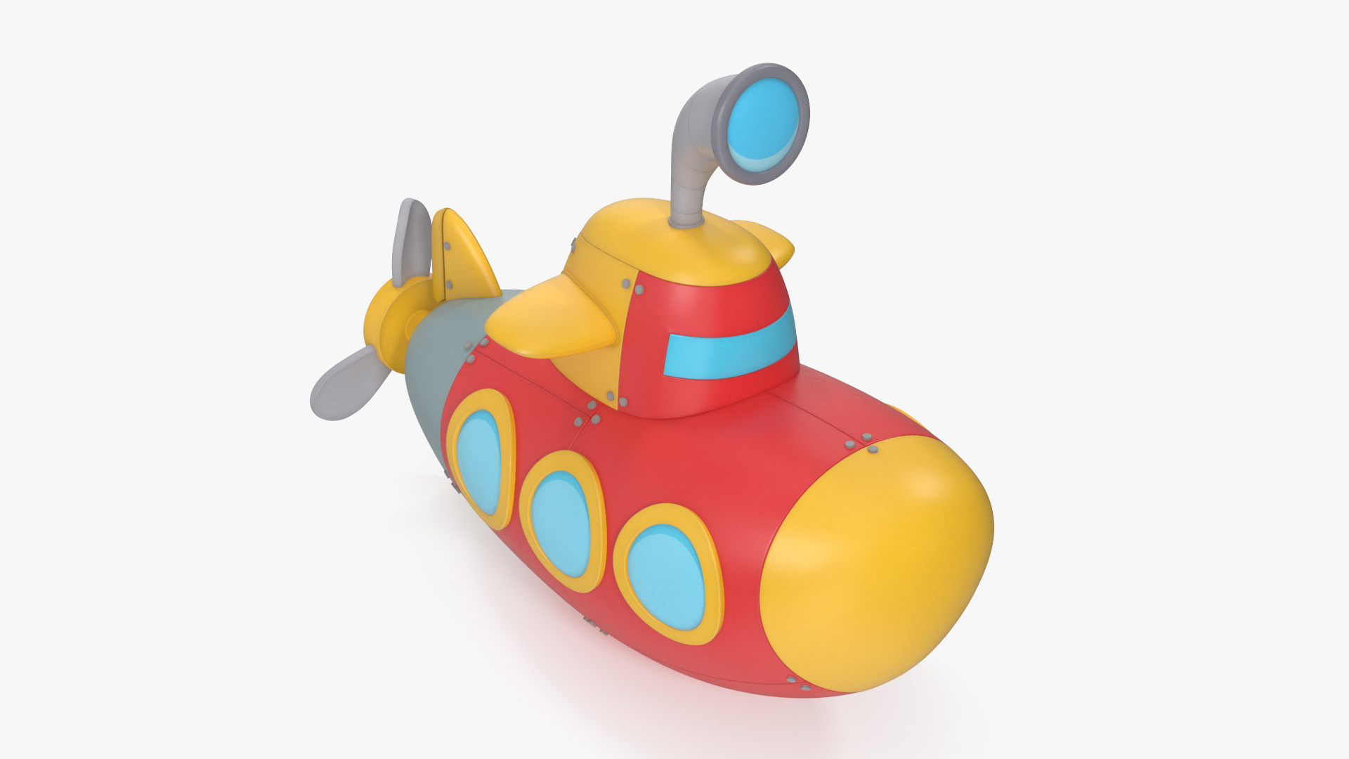 Stylized Submarine Red Rigged 3D model