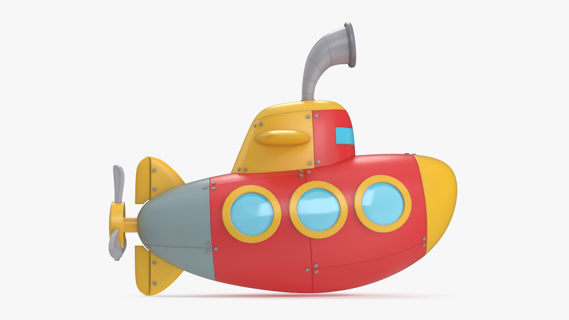 Stylized Submarine Red Rigged 3D model