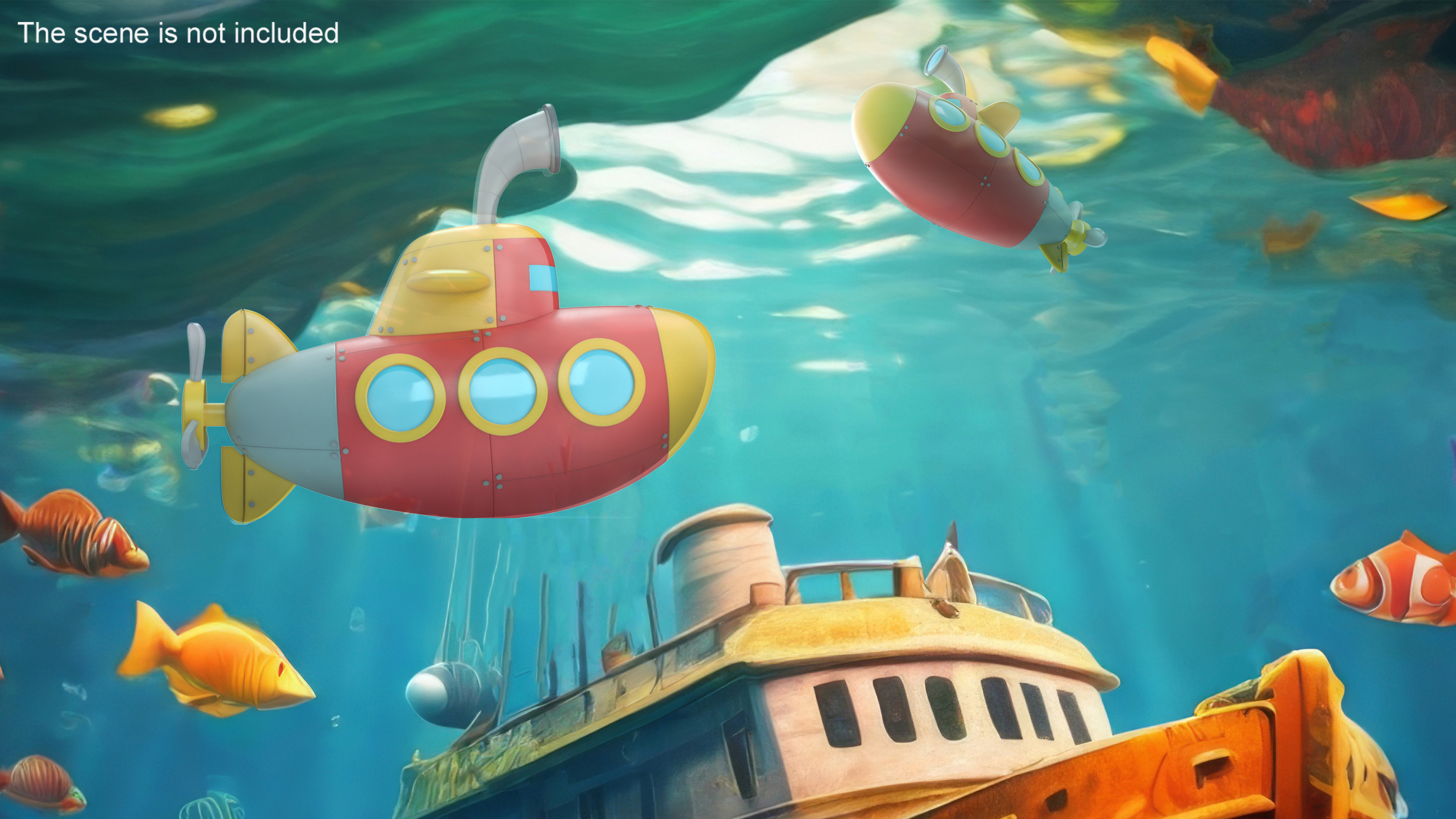 Stylized Submarine Red Rigged 3D model