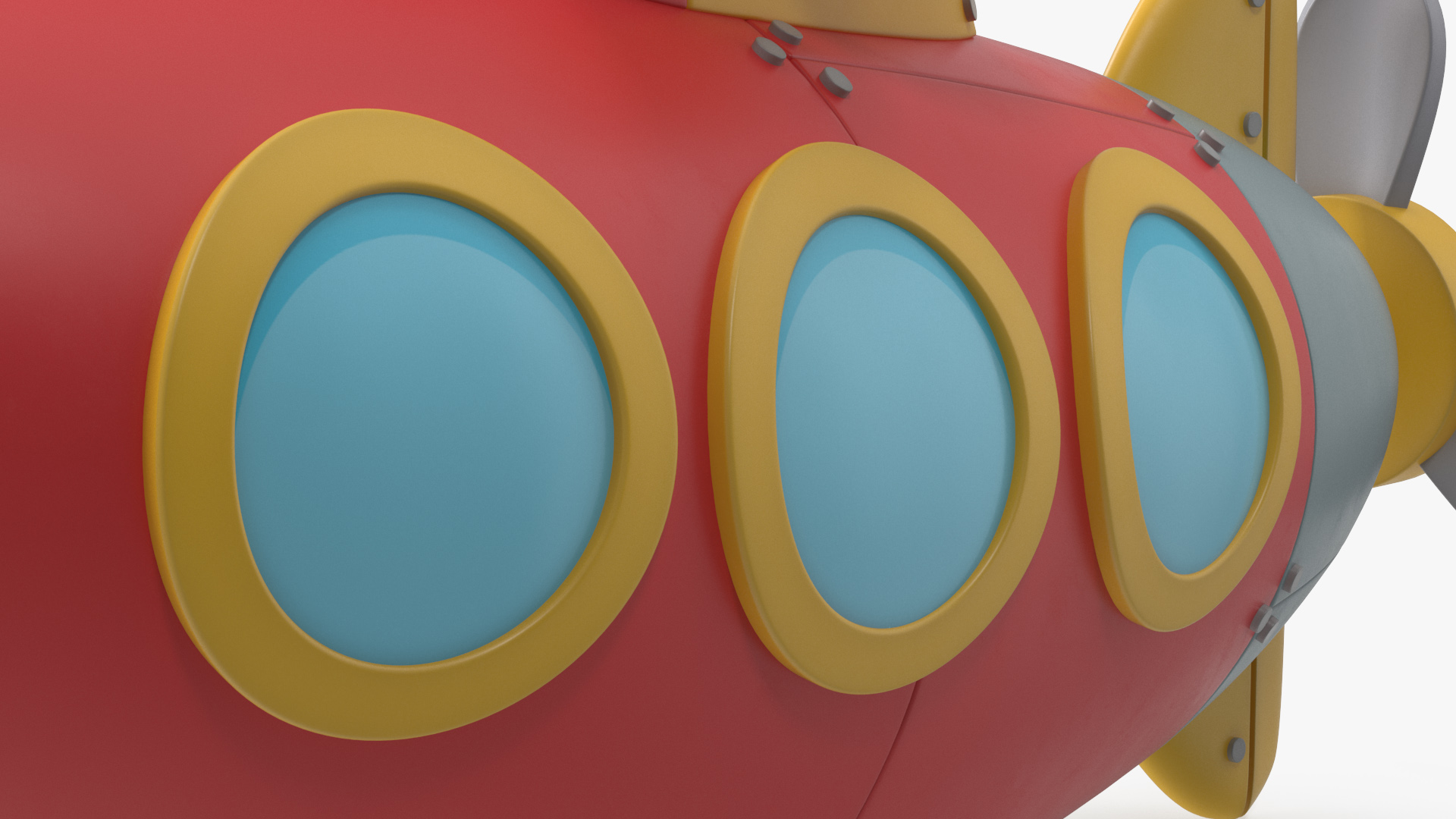 Stylized Submarine Red Rigged 3D model