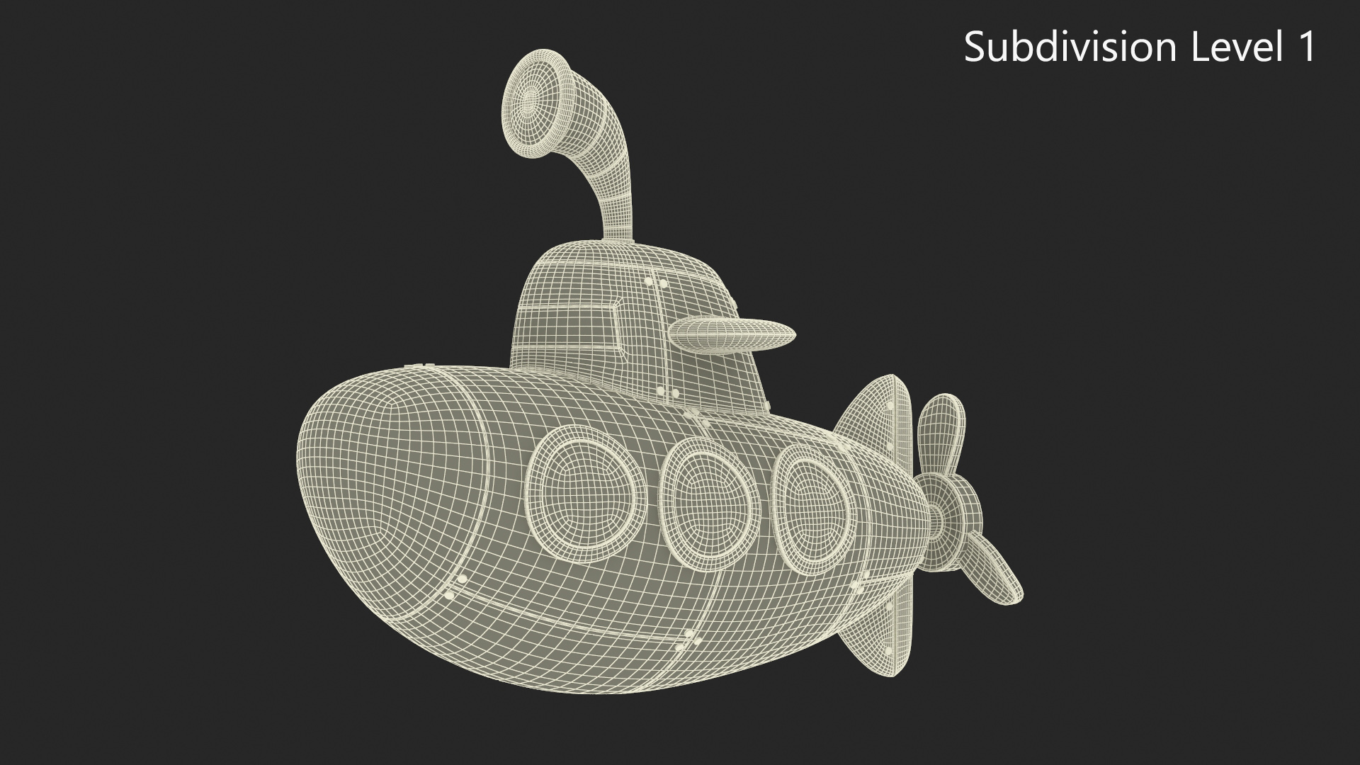 Stylized Submarine Red Rigged 3D model
