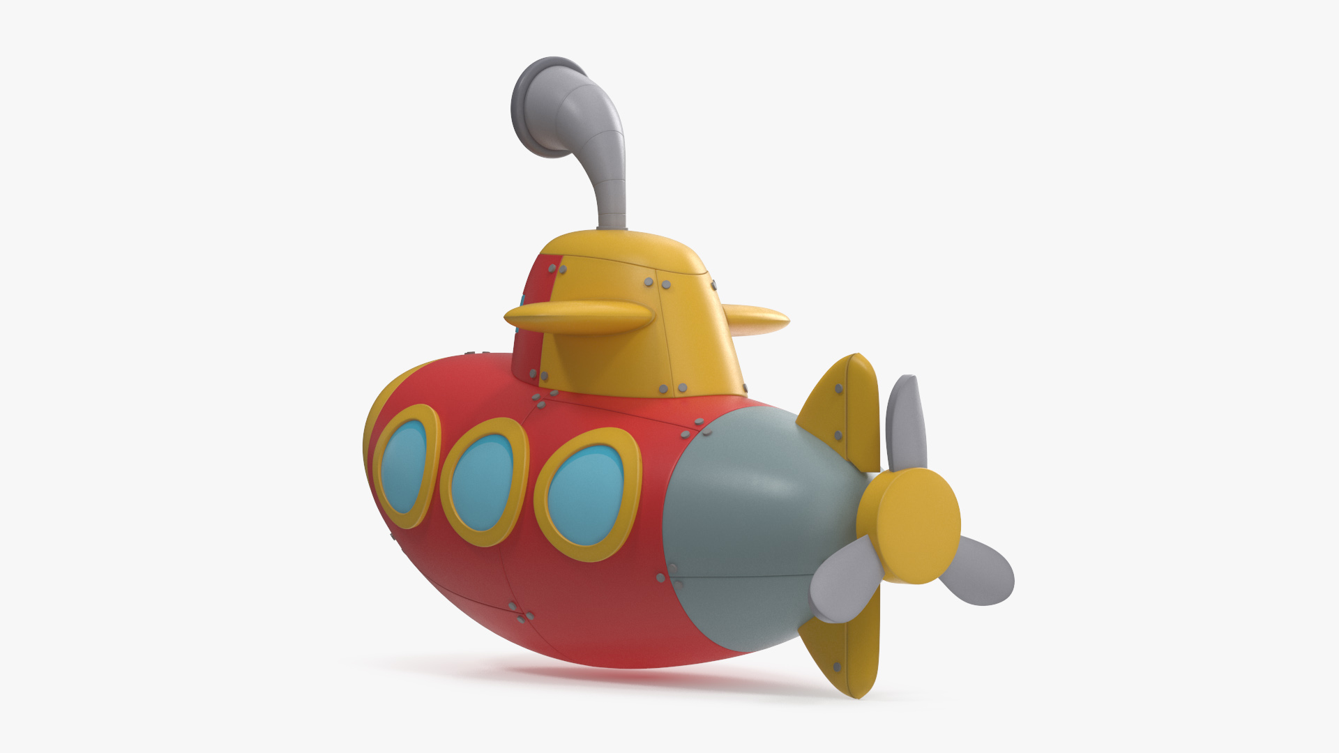Stylized Submarine Red Rigged 3D model