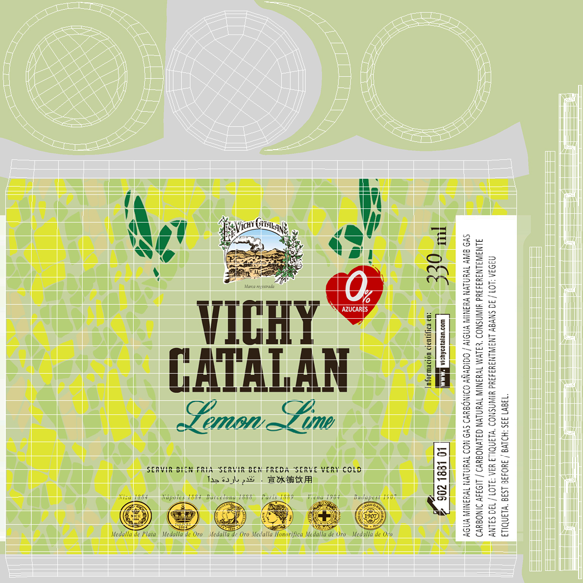 Medicinal Table Water Can Vichy Catalan Lime 3D model