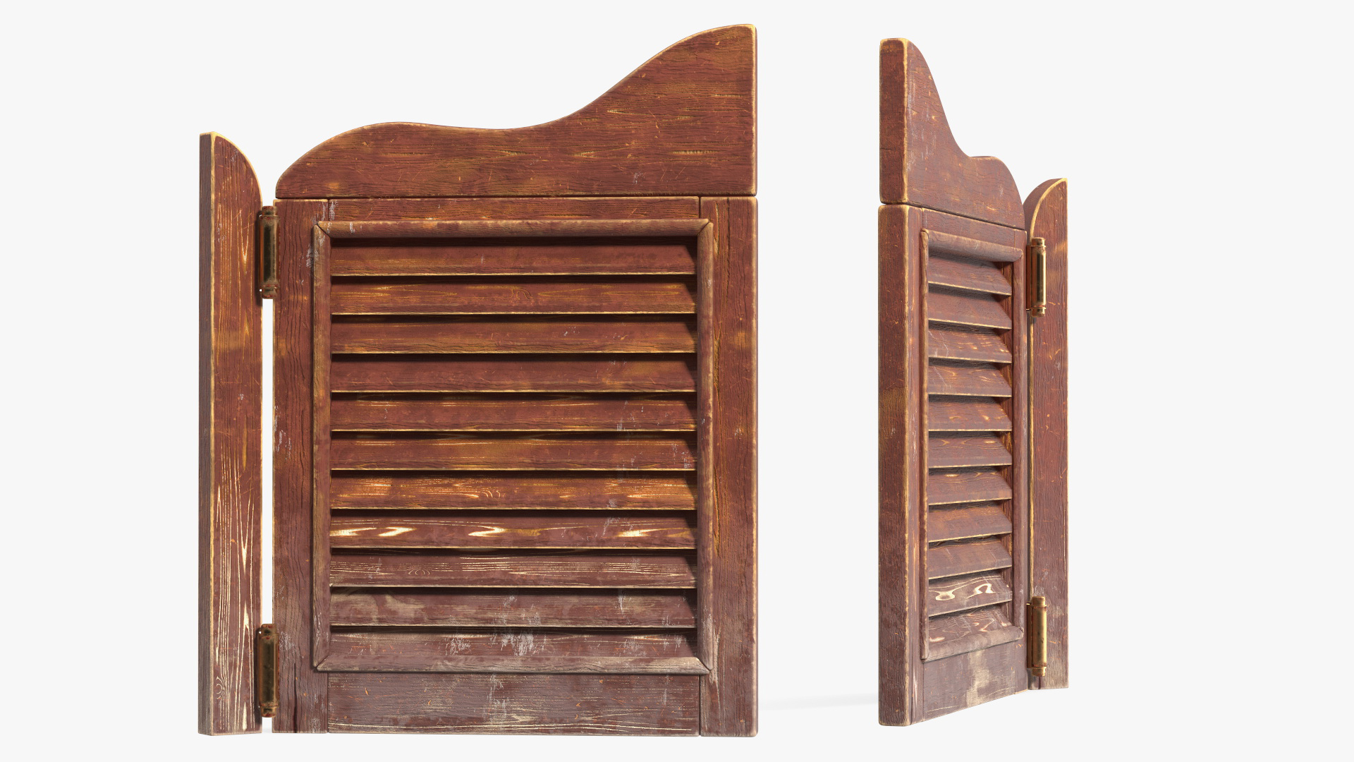 3D model Rustic Saloon Doors Rigged for Maya