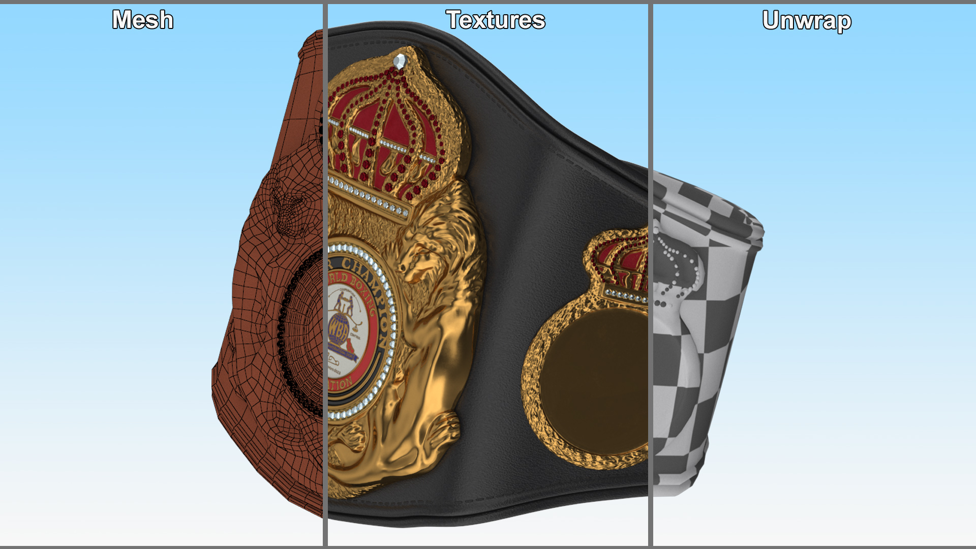 3D WBA Belt for Champions Fur