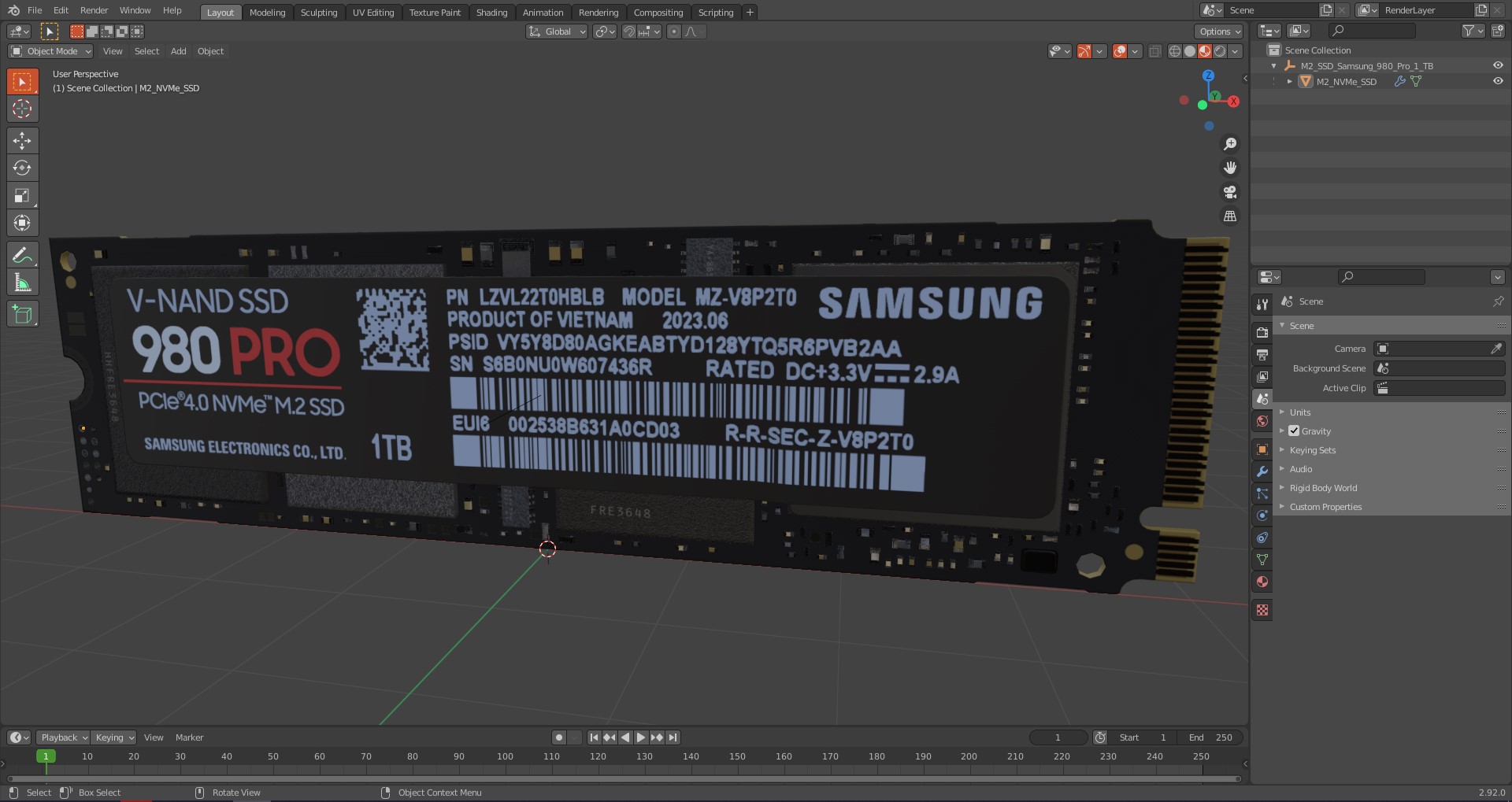 M2 SSD Samsung 980 Pro 1 TB 3D