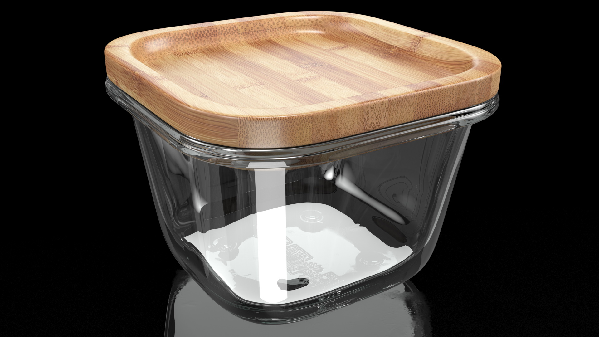3D model Glass Food Storage Container with Bamboo Lid 160ml