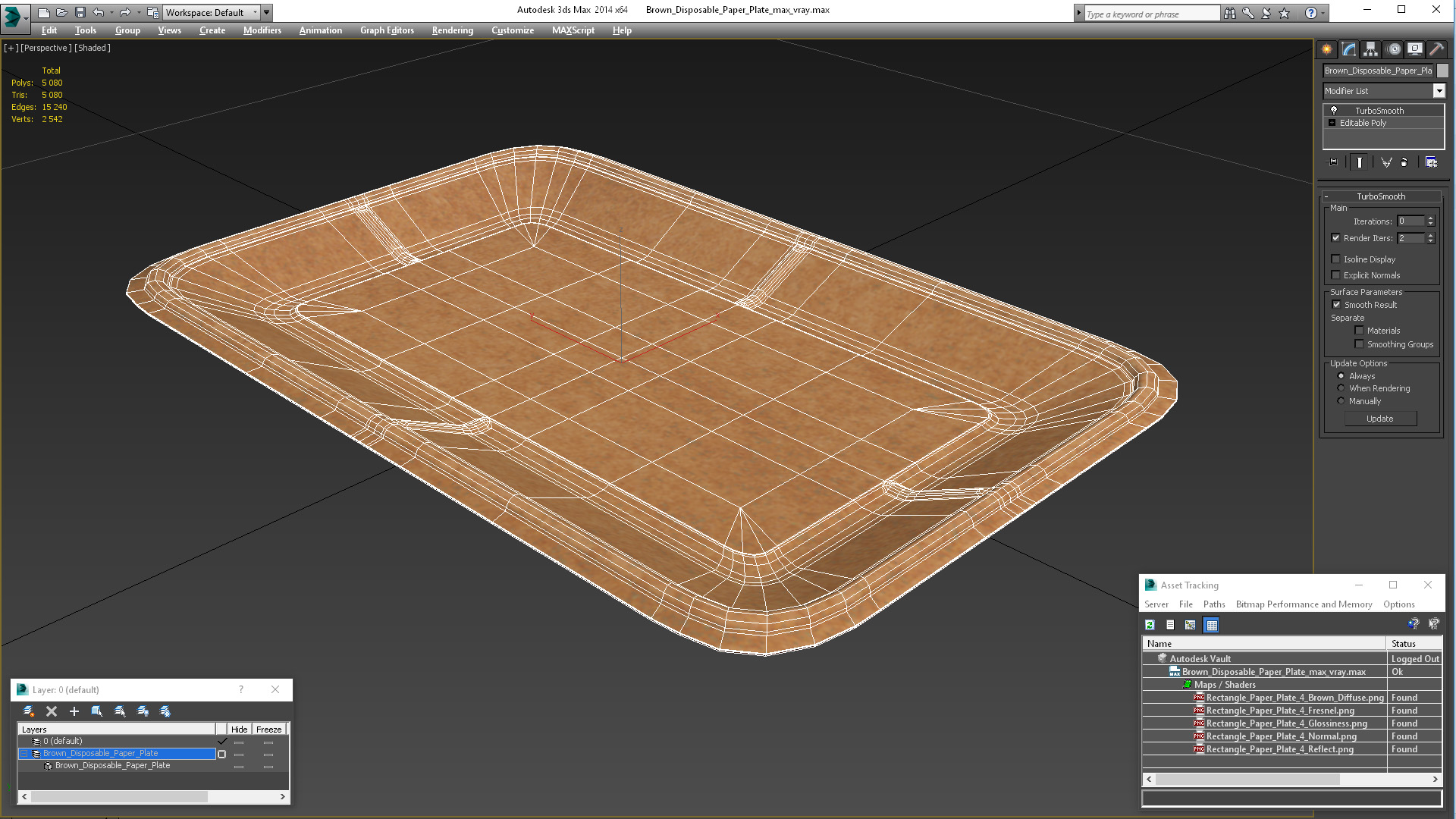 3D Brown Disposable Paper Plate model