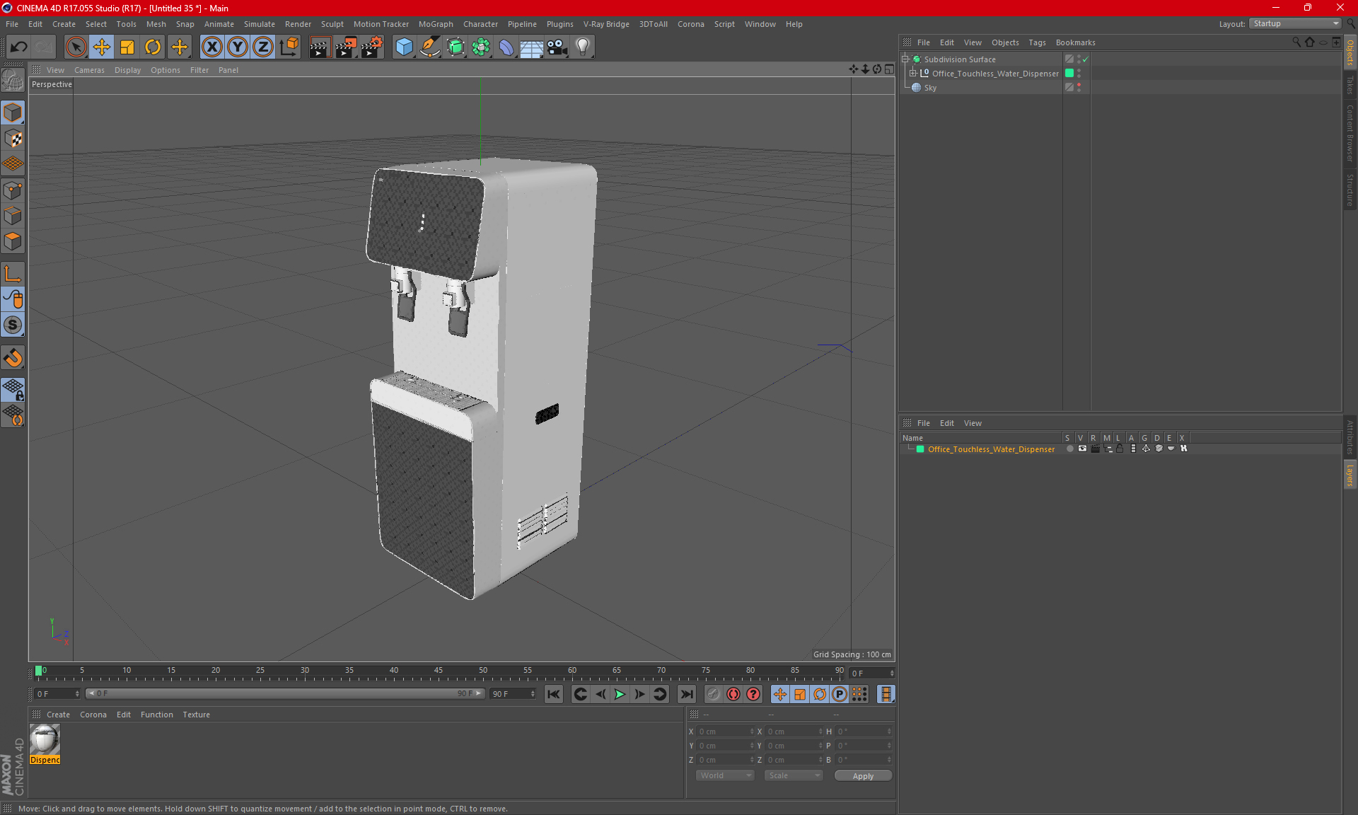 Office Touchless Water Dispenser 3D