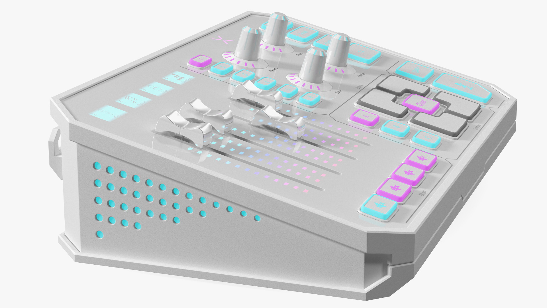 3D Futuristic Online Broadcast Remote Control White Lights On model