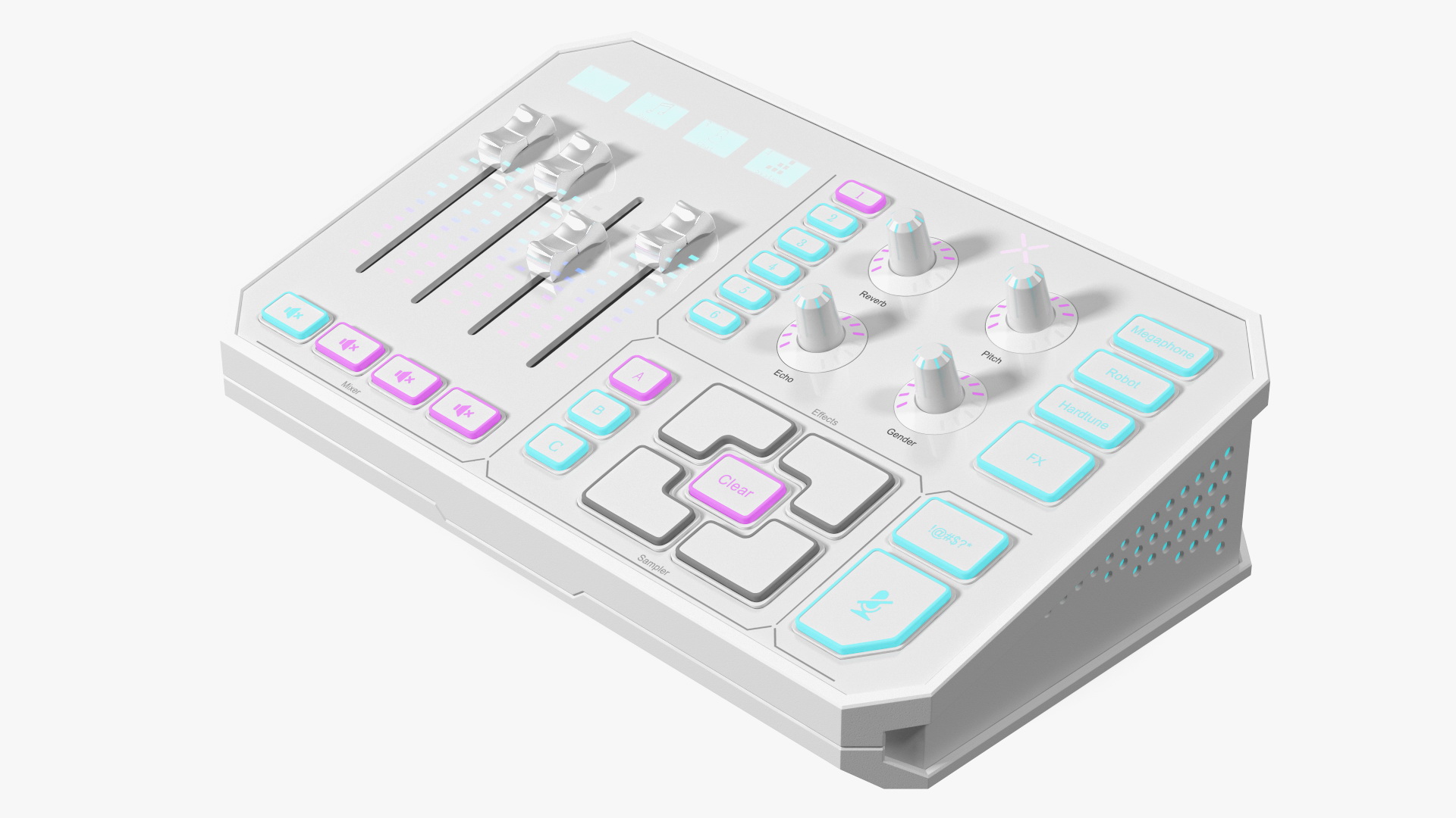 3D Futuristic Online Broadcast Remote Control White Lights On model