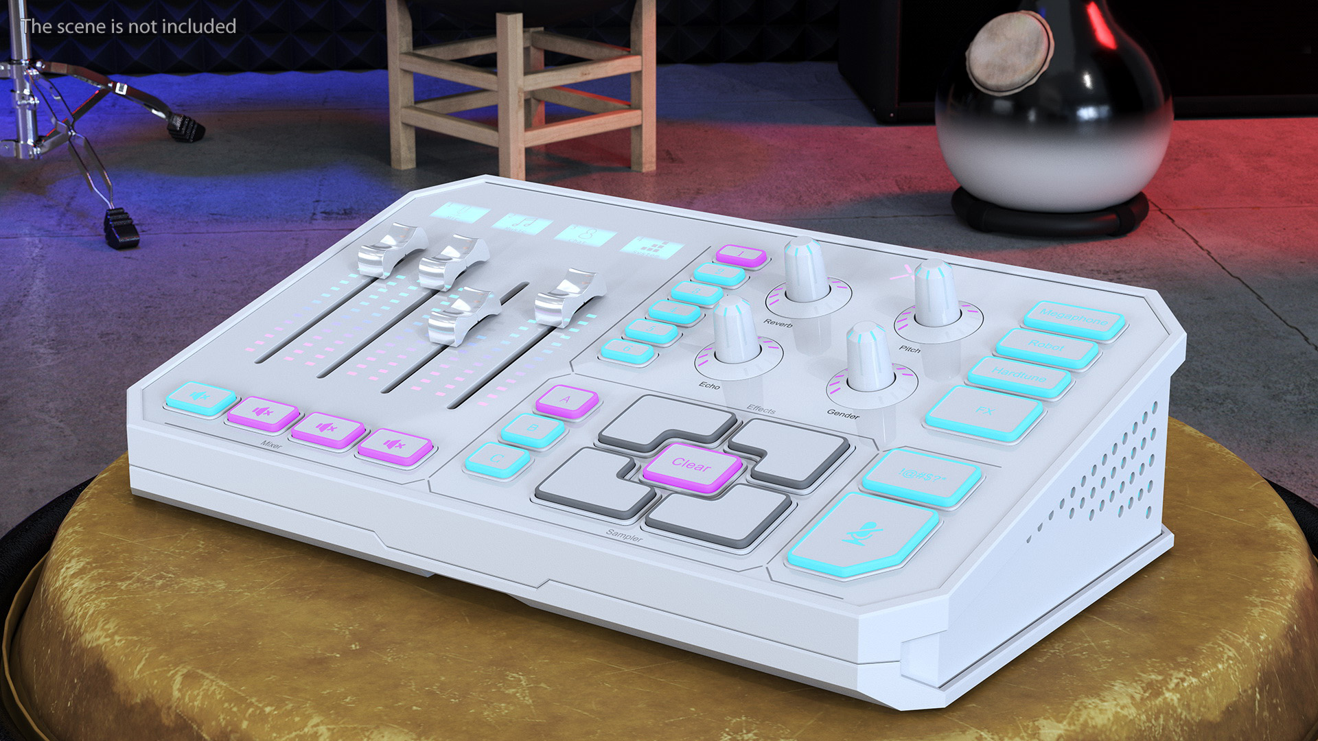3D Futuristic Online Broadcast Remote Control White Lights On model