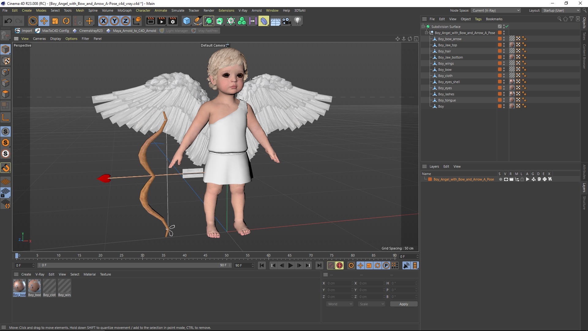 3D model Boy Angel with Bow and Arrow A-Pose
