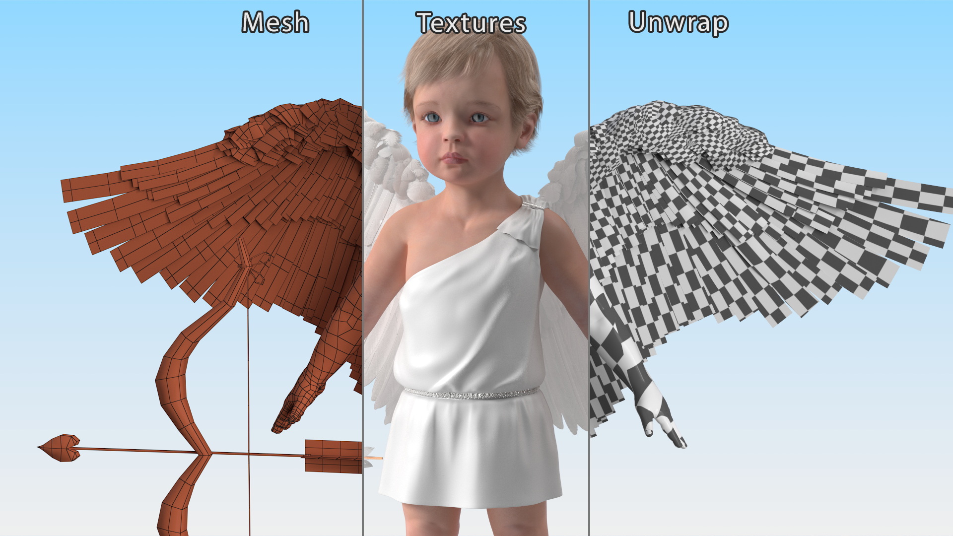 3D model Boy Angel with Bow and Arrow A-Pose