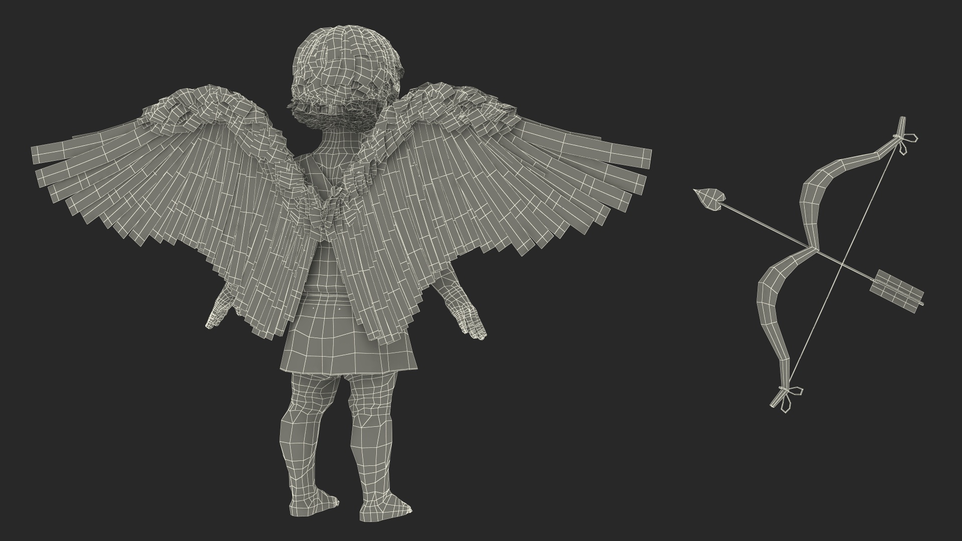 3D model Boy Angel with Bow and Arrow A-Pose
