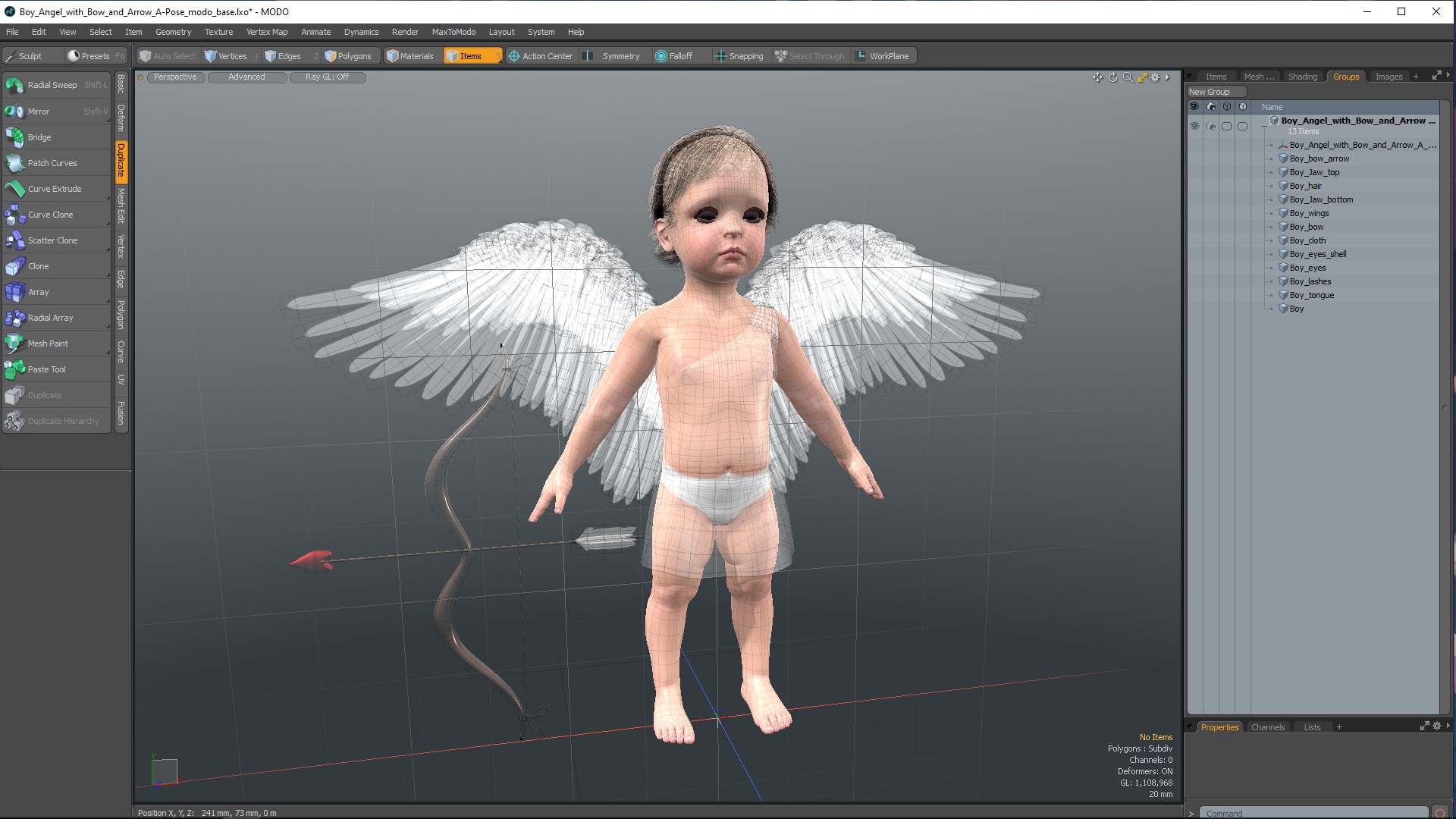 3D model Boy Angel with Bow and Arrow A-Pose