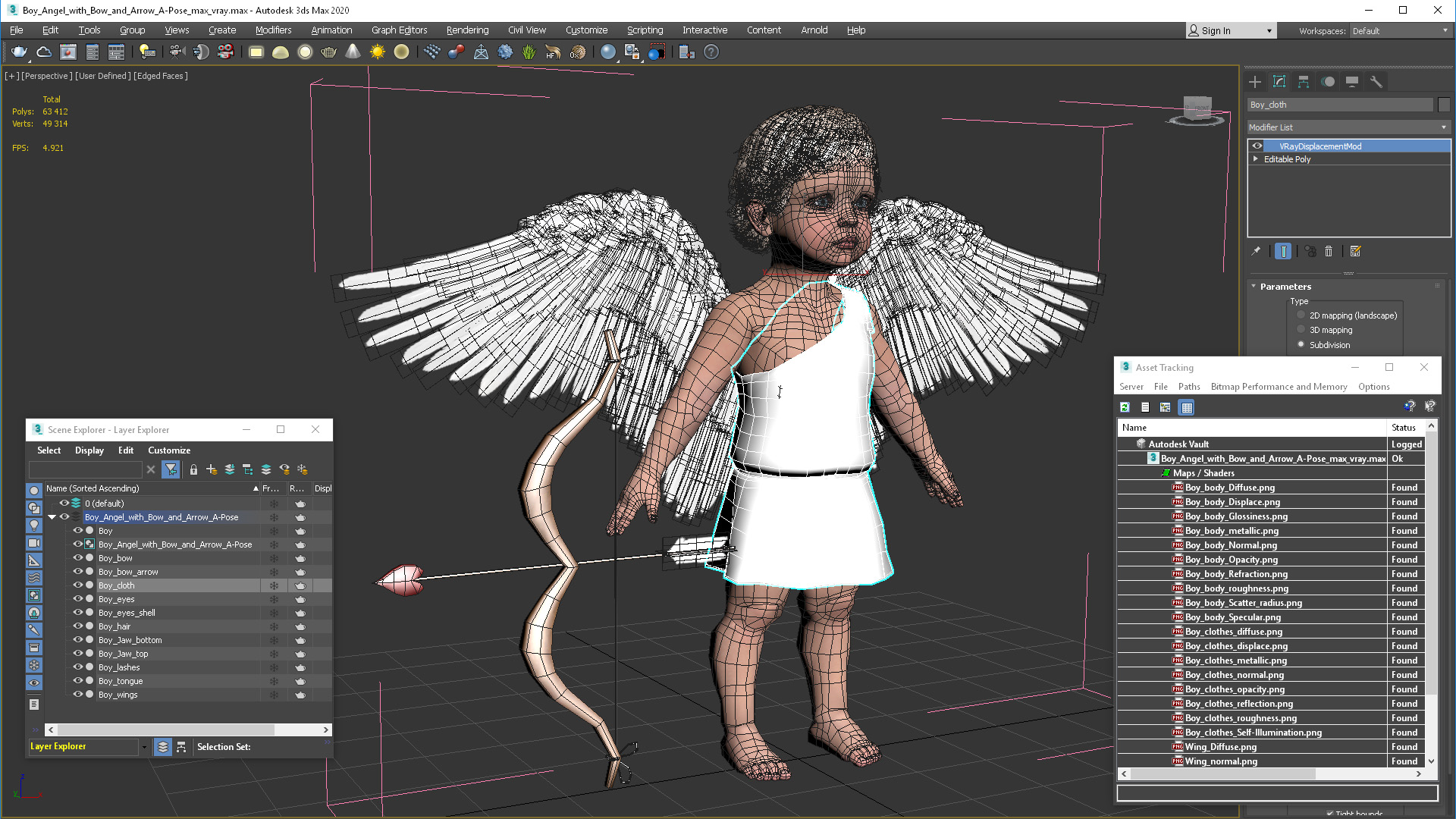 3D model Boy Angel with Bow and Arrow A-Pose