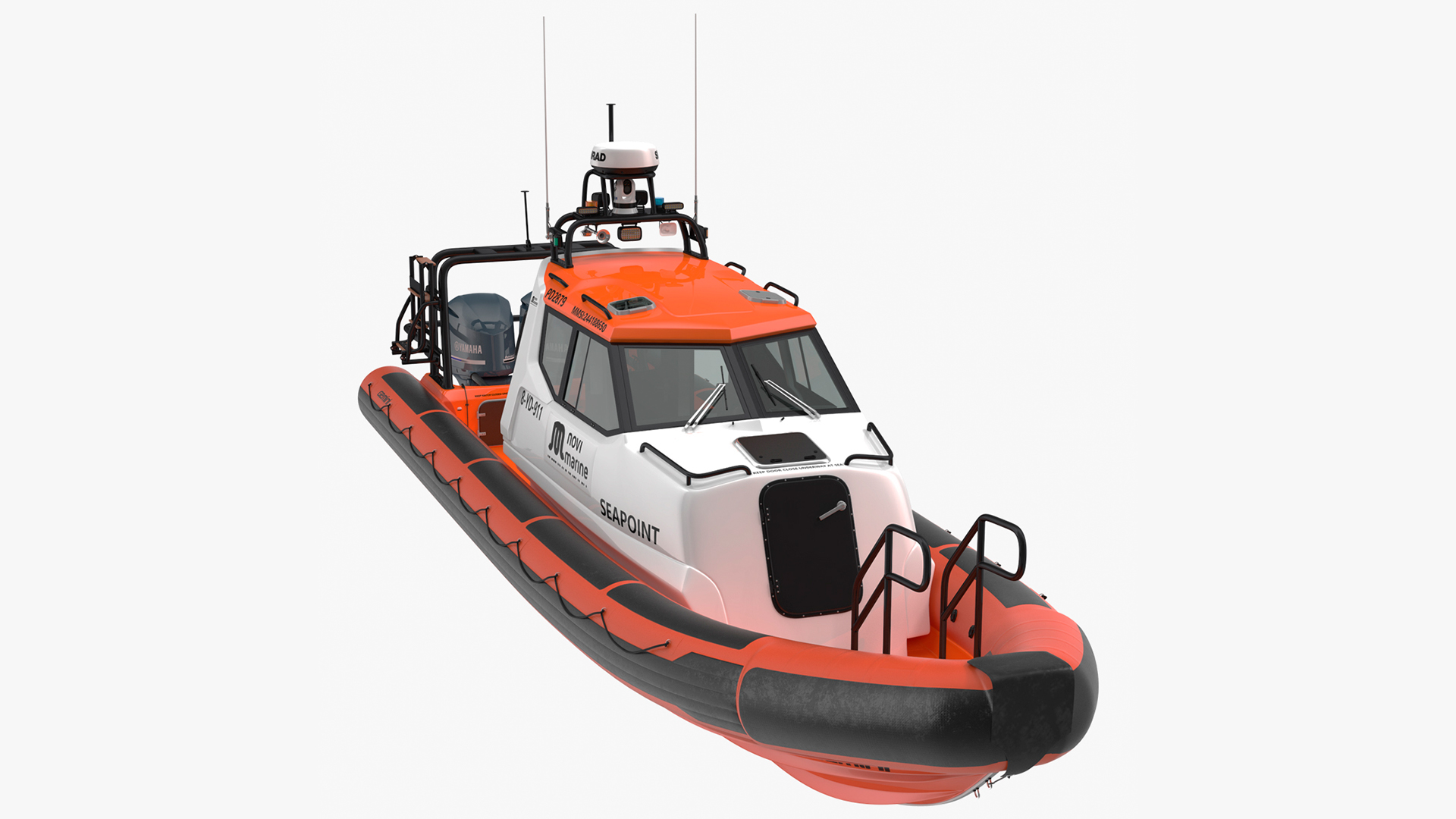 3D Motor Boat Orange Waverider 1060 GRP