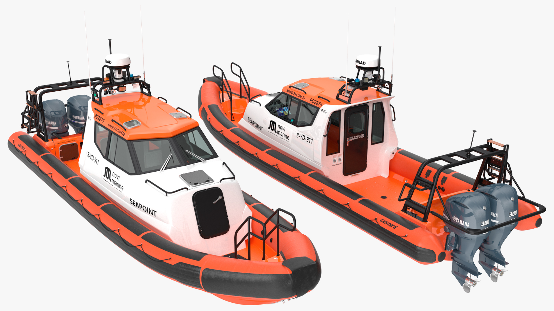 3D Motor Boat Orange Waverider 1060 GRP