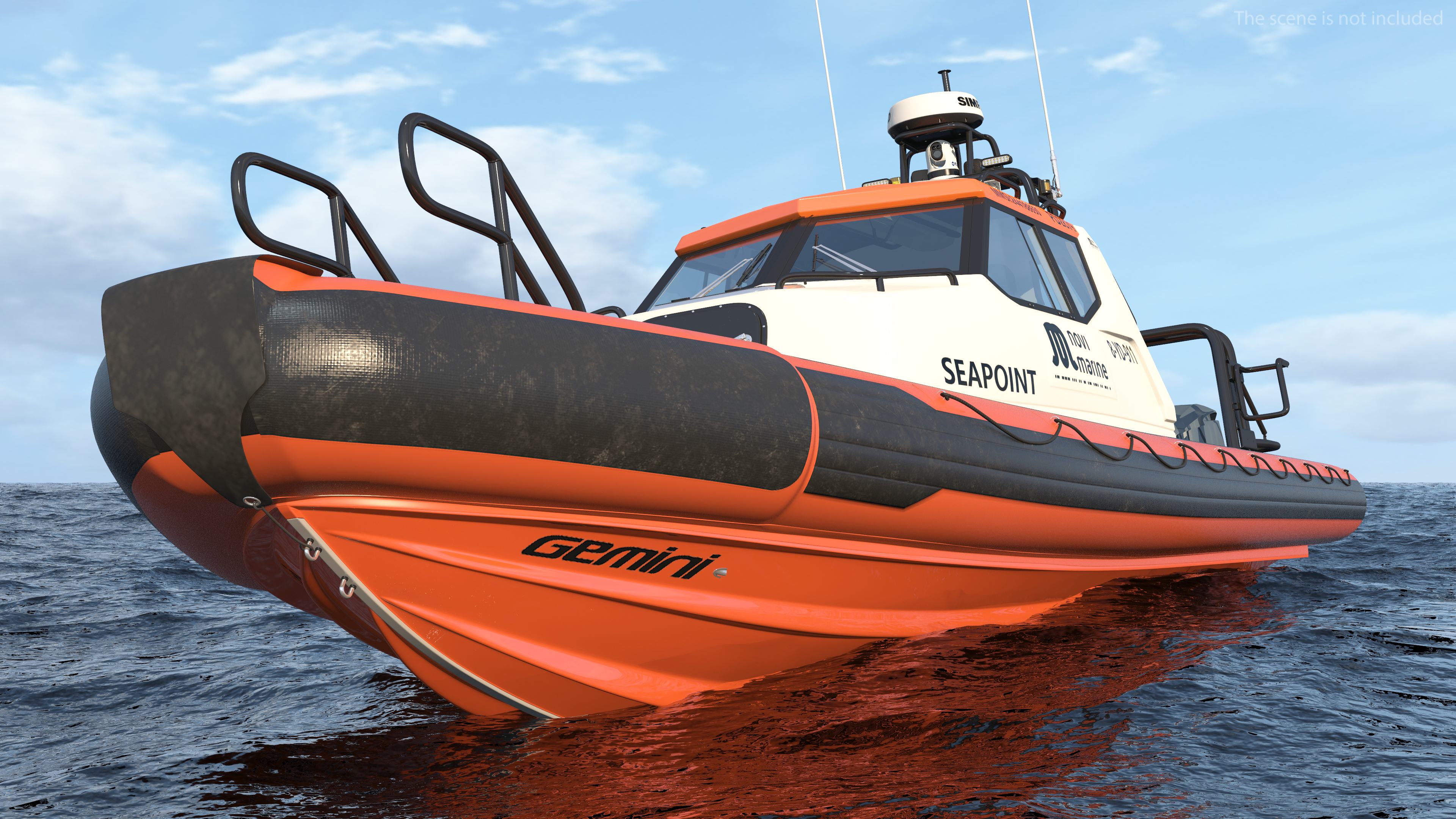 3D Motor Boat Orange Waverider 1060 GRP