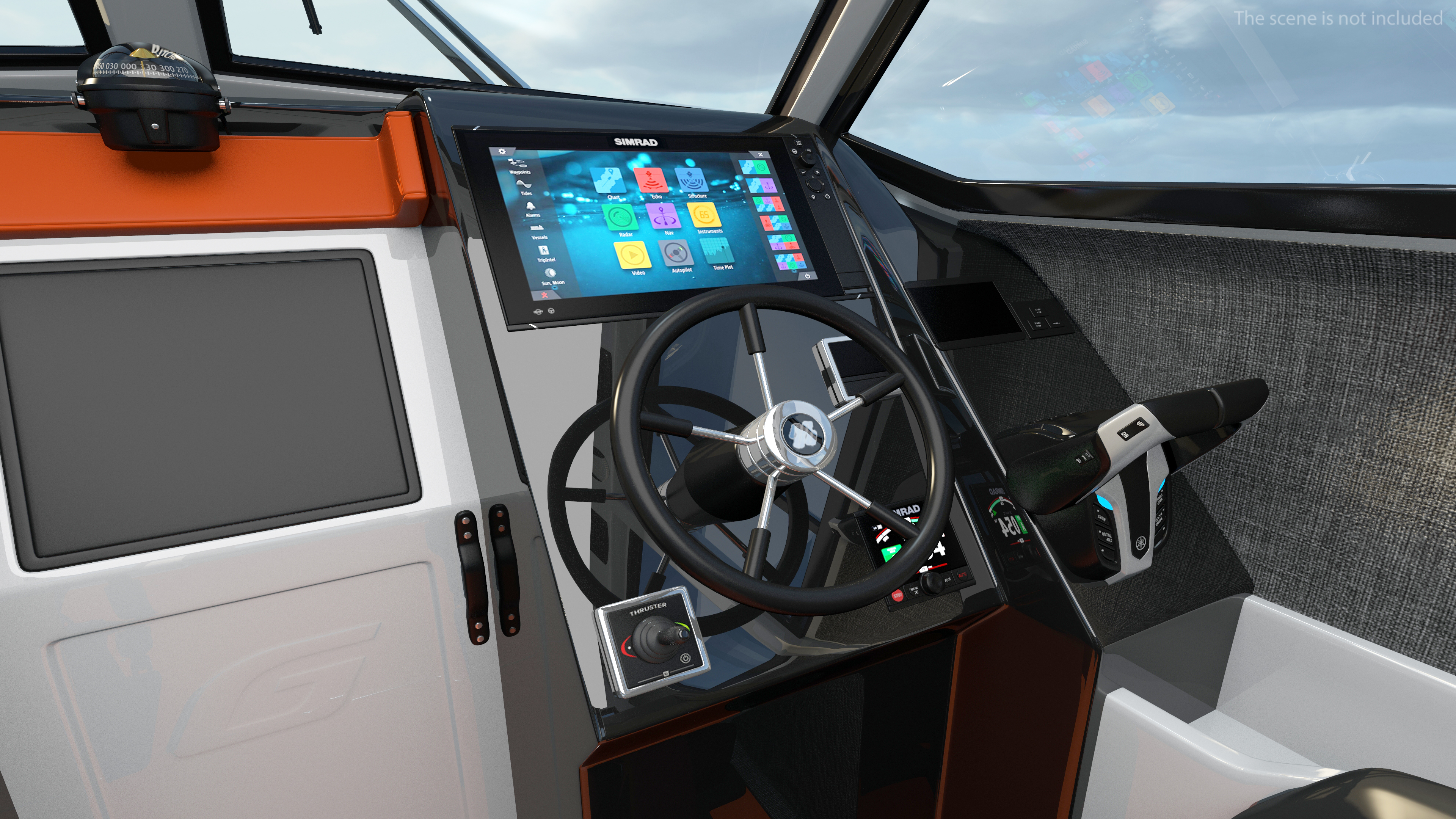 3D Motor Boat Orange Waverider 1060 GRP