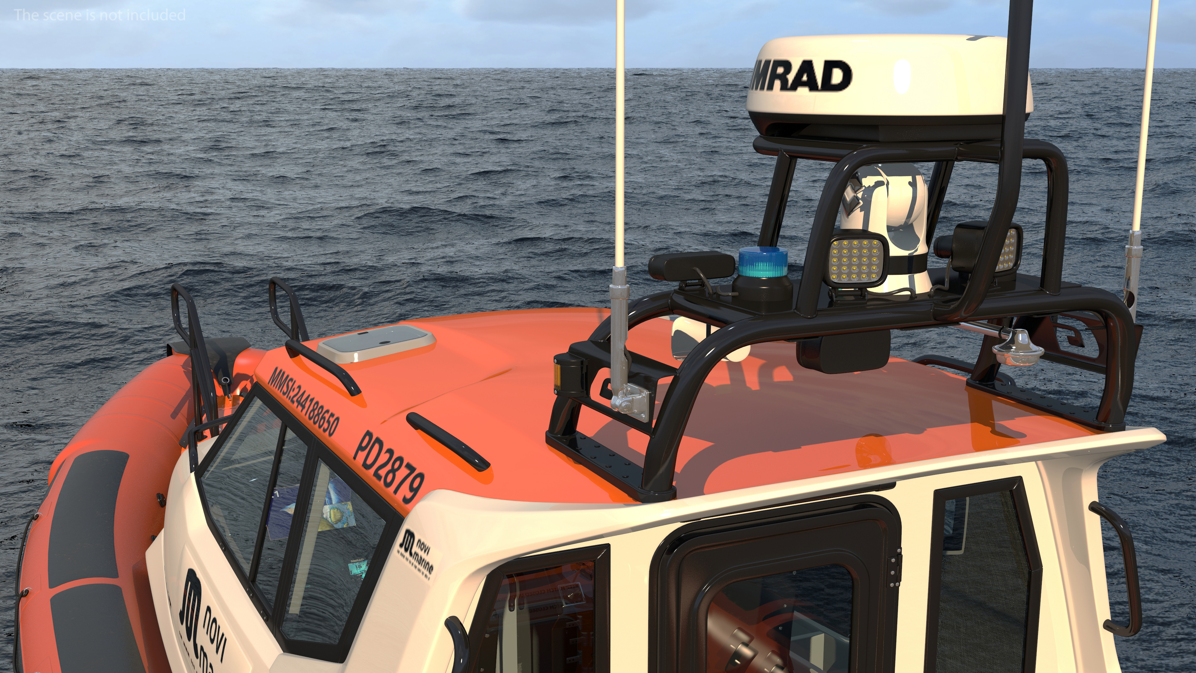 3D Motor Boat Orange Waverider 1060 GRP