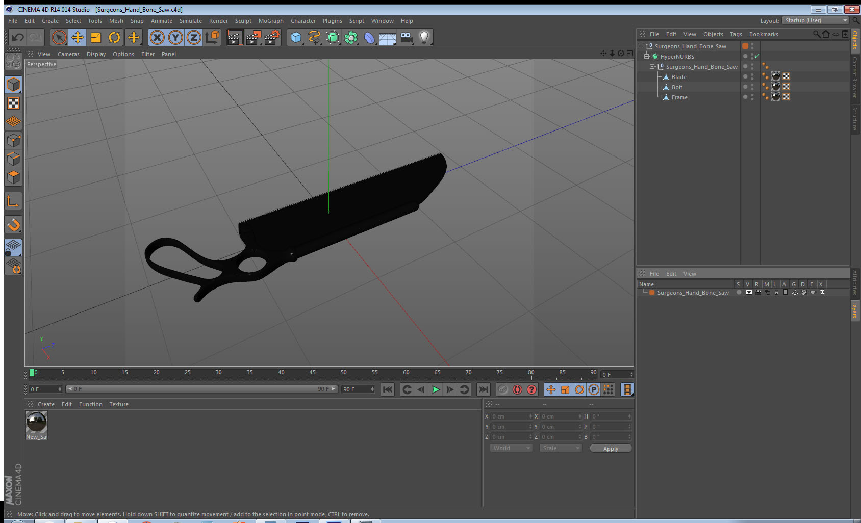 Surgeons Hand Bone Saw 3D