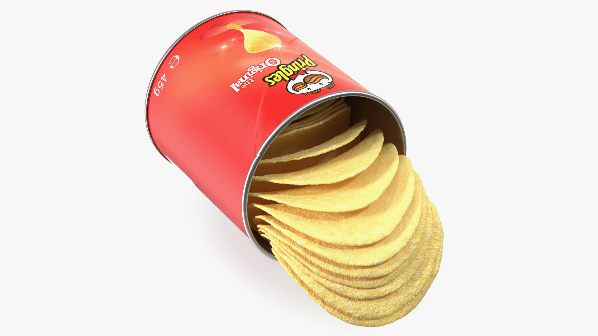 3D Opened Pringles Potato Chips Small Can model