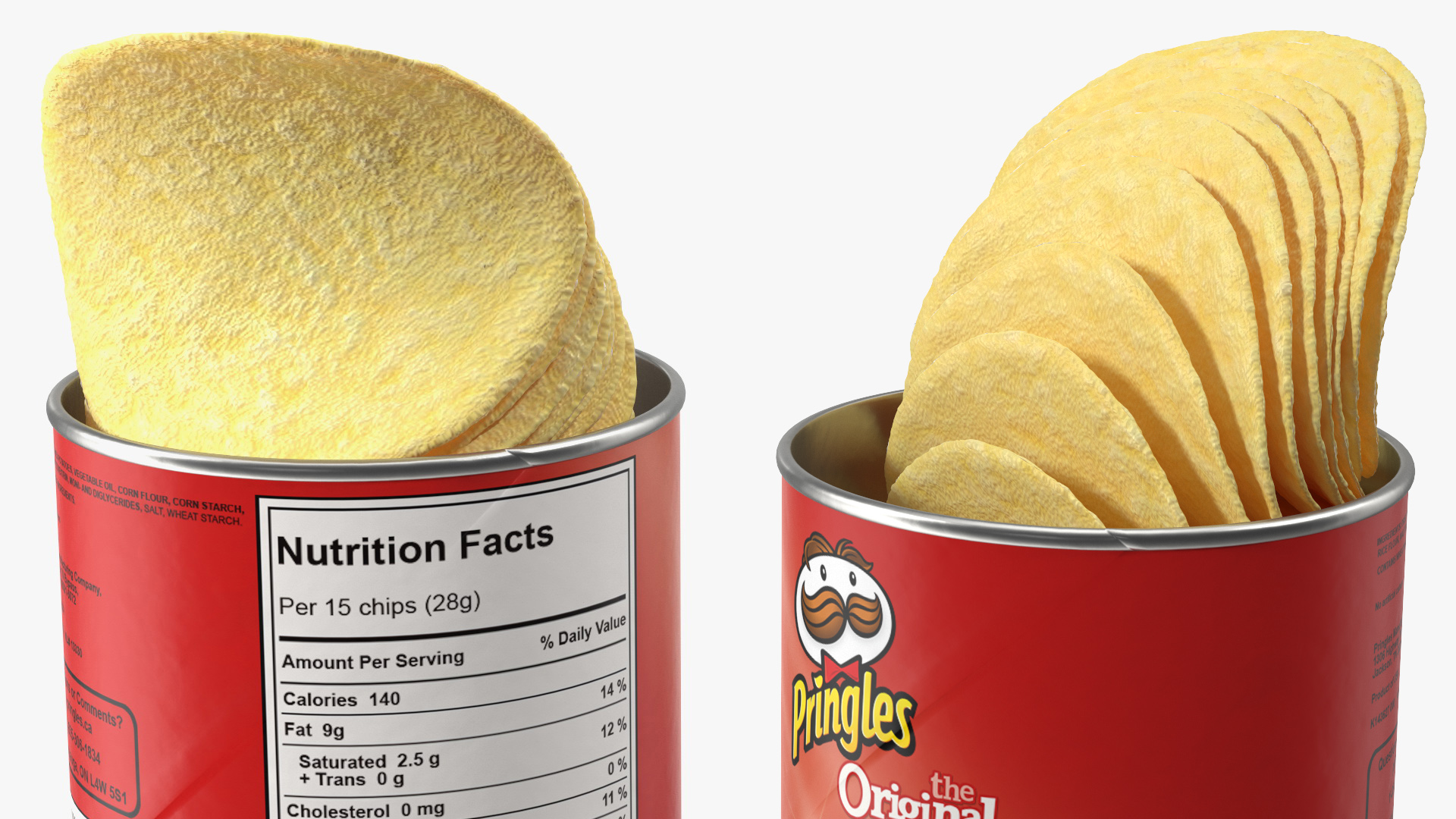 3D Opened Pringles Potato Chips Small Can model