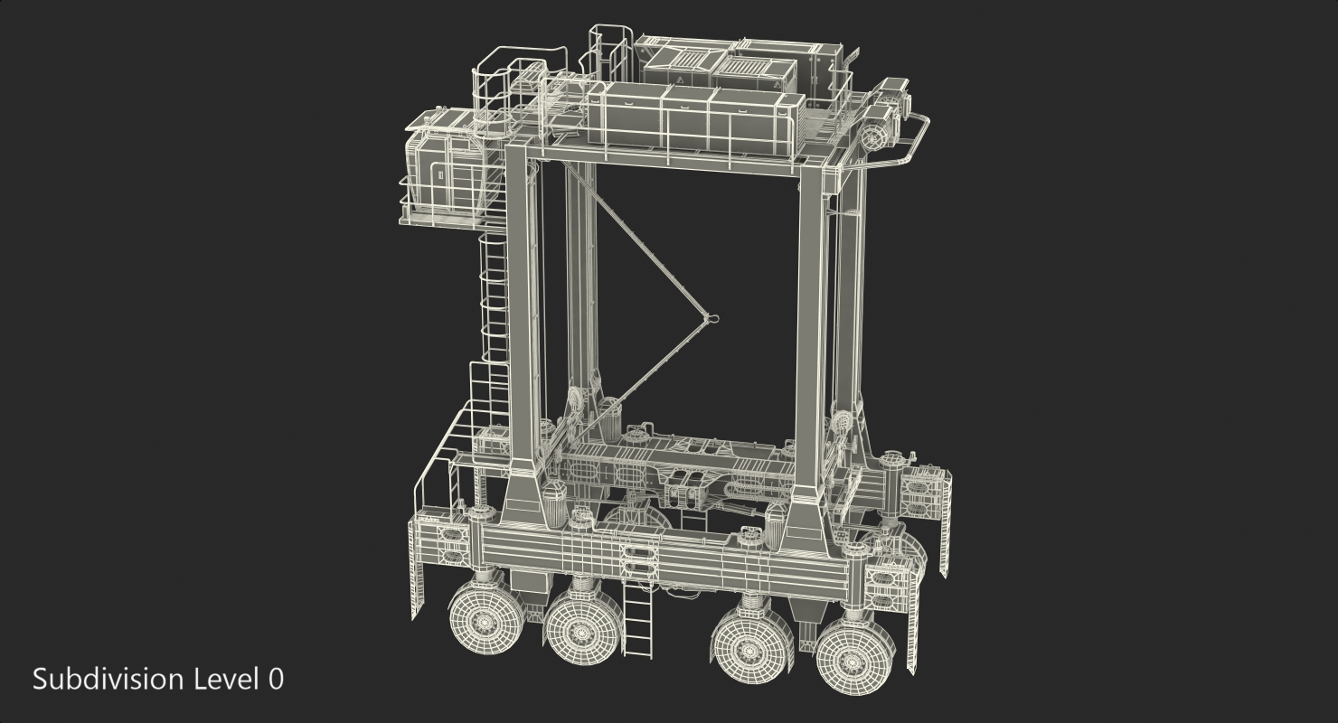 Kalmar Fastcharge Hybrid Straddle Carrier Dirty Rigged 3D model