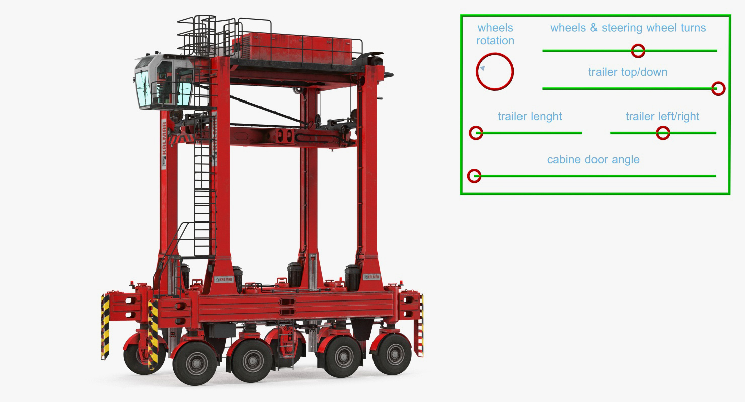Kalmar Fastcharge Hybrid Straddle Carrier Dirty Rigged 3D model