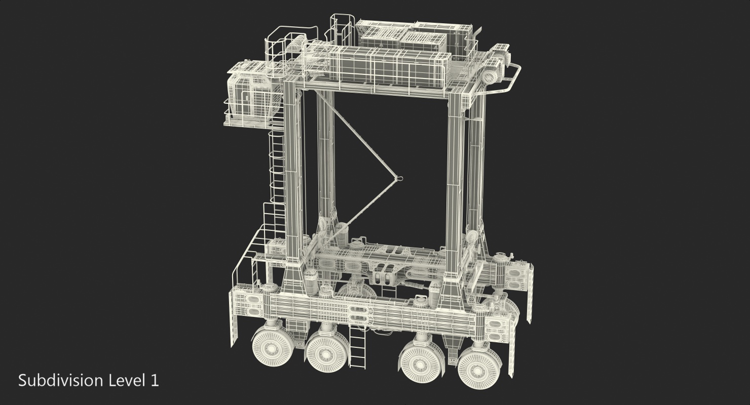 Kalmar Fastcharge Hybrid Straddle Carrier Dirty Rigged 3D model