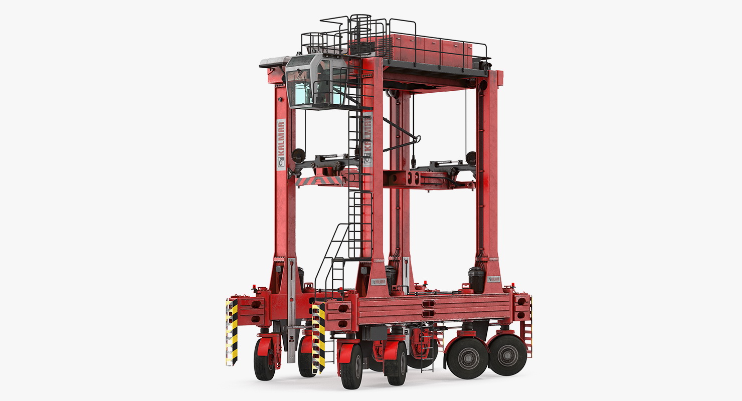 Kalmar Fastcharge Hybrid Straddle Carrier Dirty Rigged 3D model
