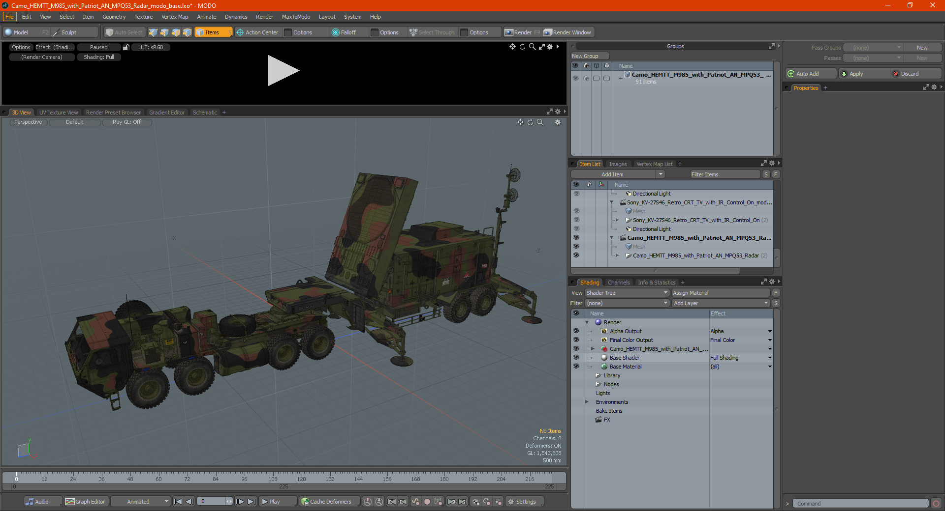 3D Camo HEMTT M985 with Patriot AN MPQ53 Radar model