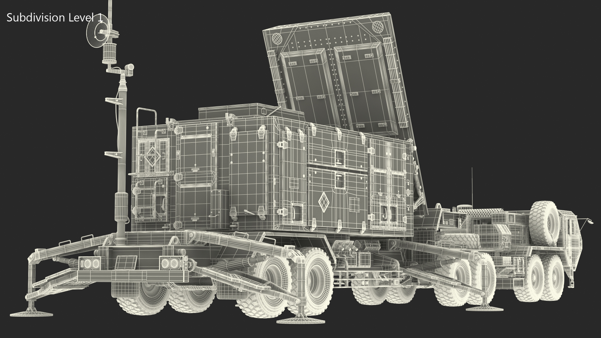 3D Camo HEMTT M985 with Patriot AN MPQ53 Radar model