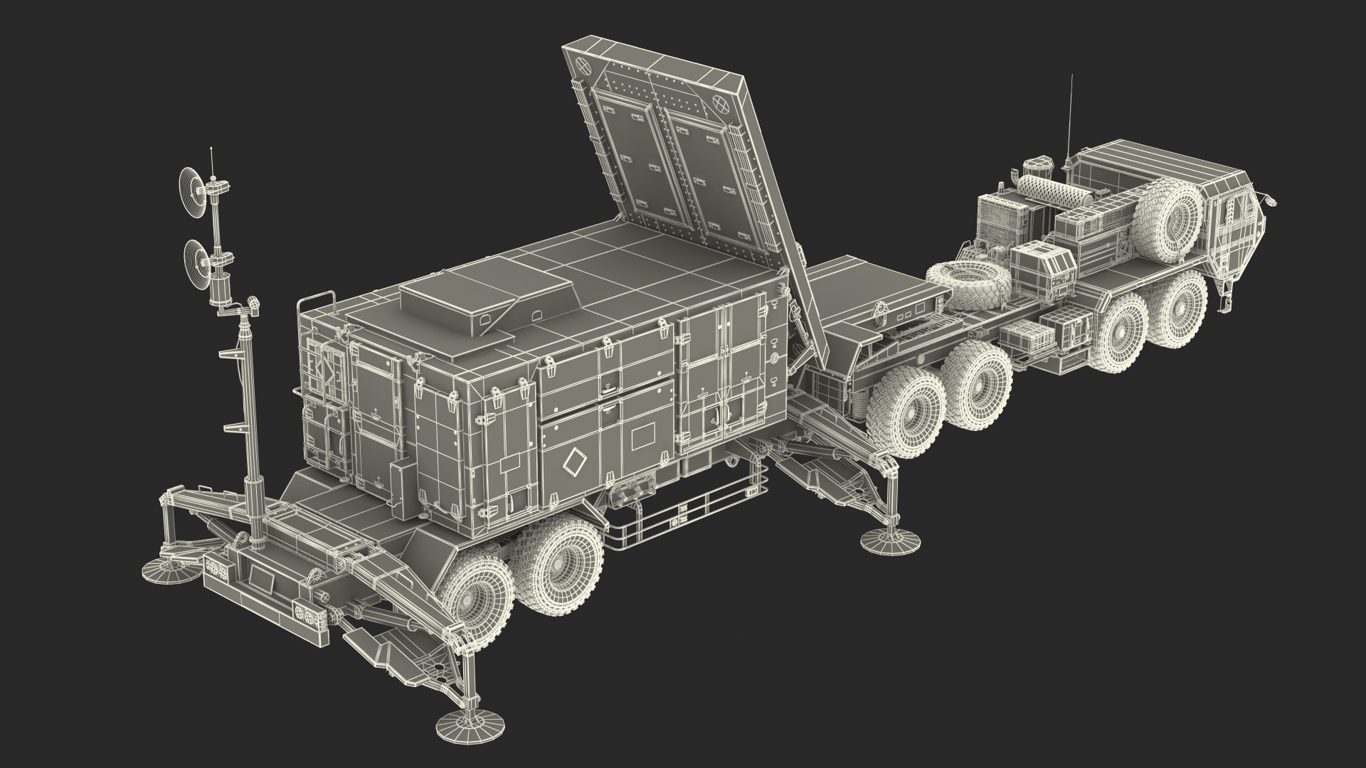 3D Camo HEMTT M985 with Patriot AN MPQ53 Radar model