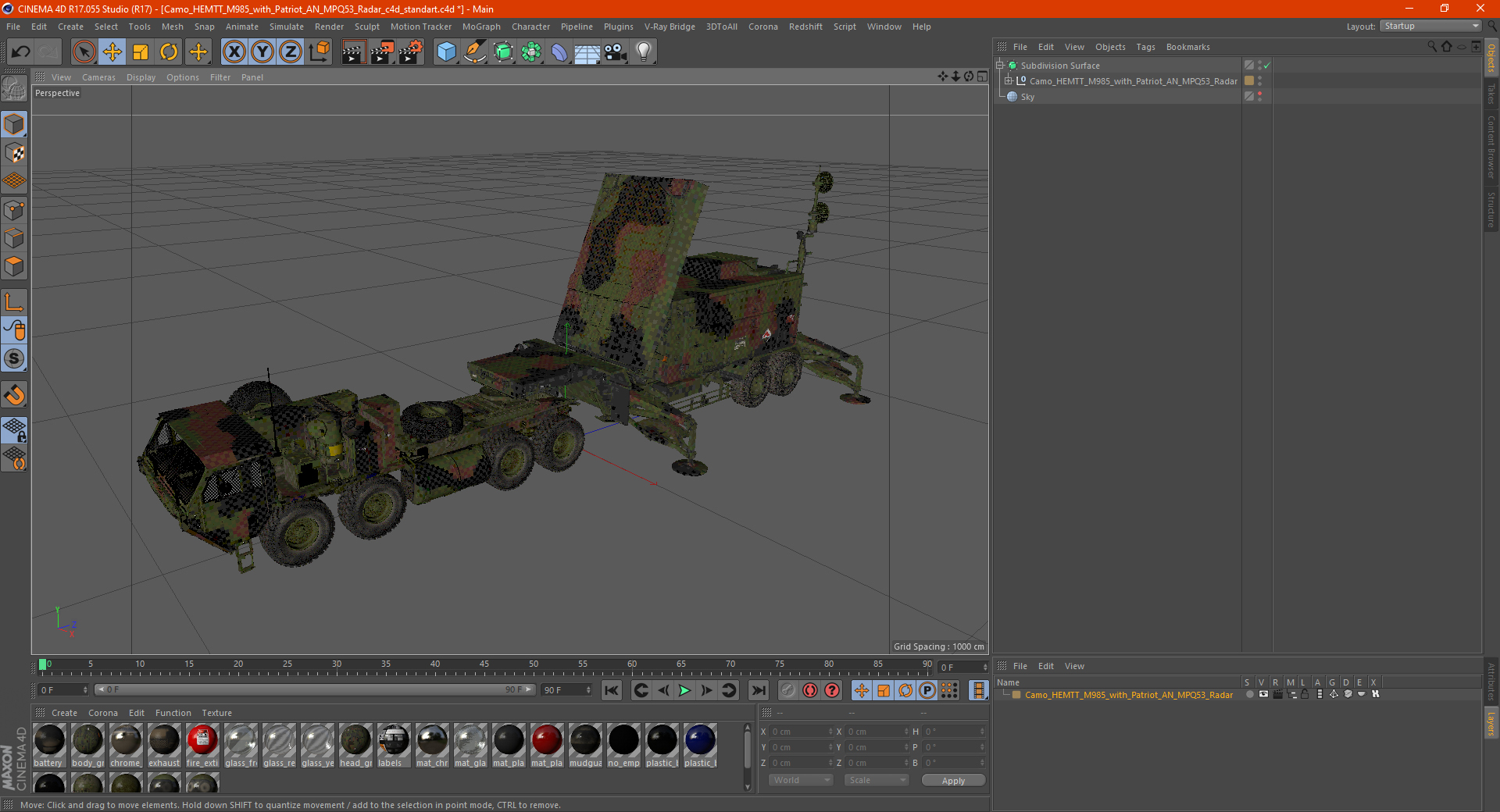 3D Camo HEMTT M985 with Patriot AN MPQ53 Radar model